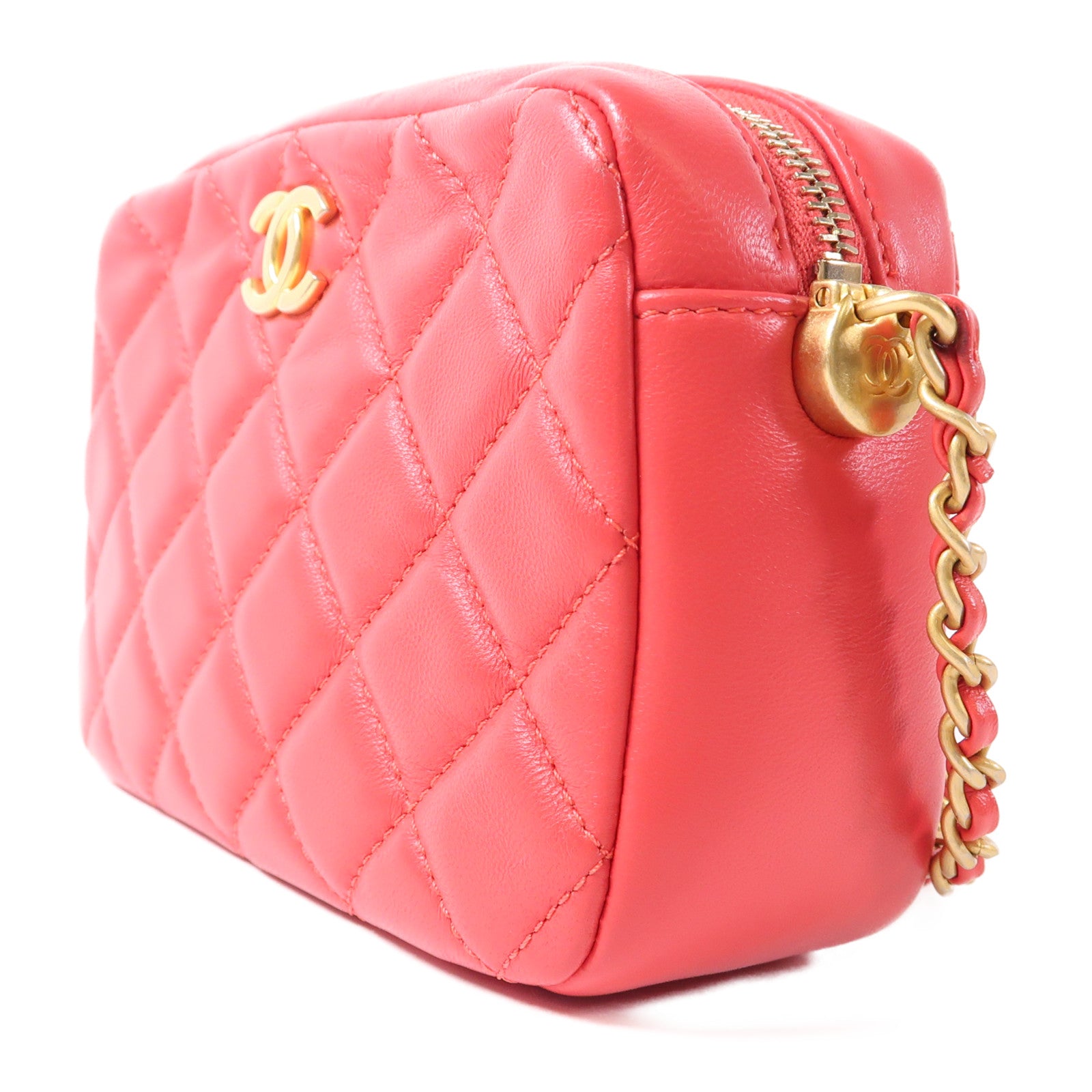 CHANEL 羊皮皮革Chain Shoulder金扣鏈帶肩背袋