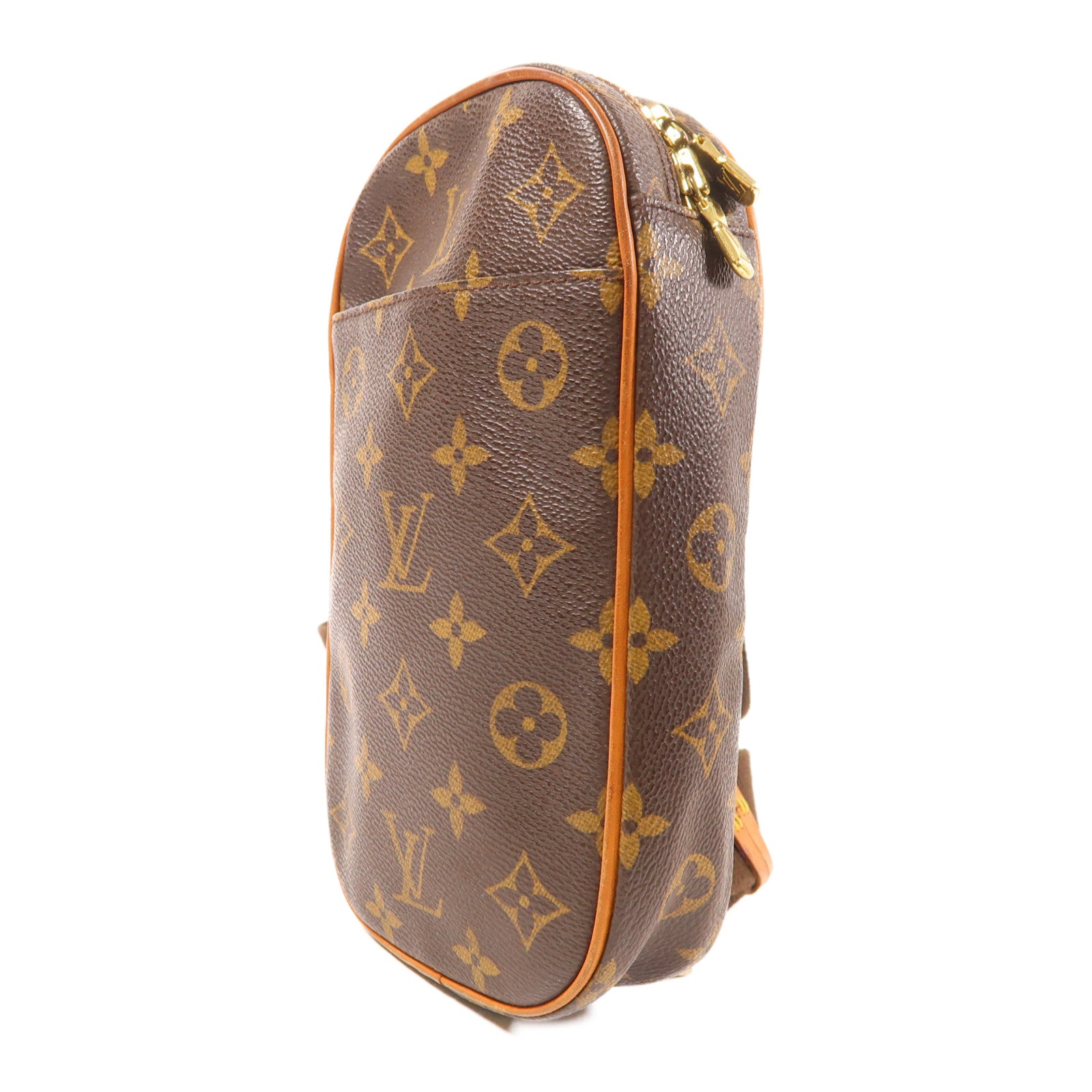 LOUIS VUITTON Monogram Pochette Gange金扣肩背袋棕色