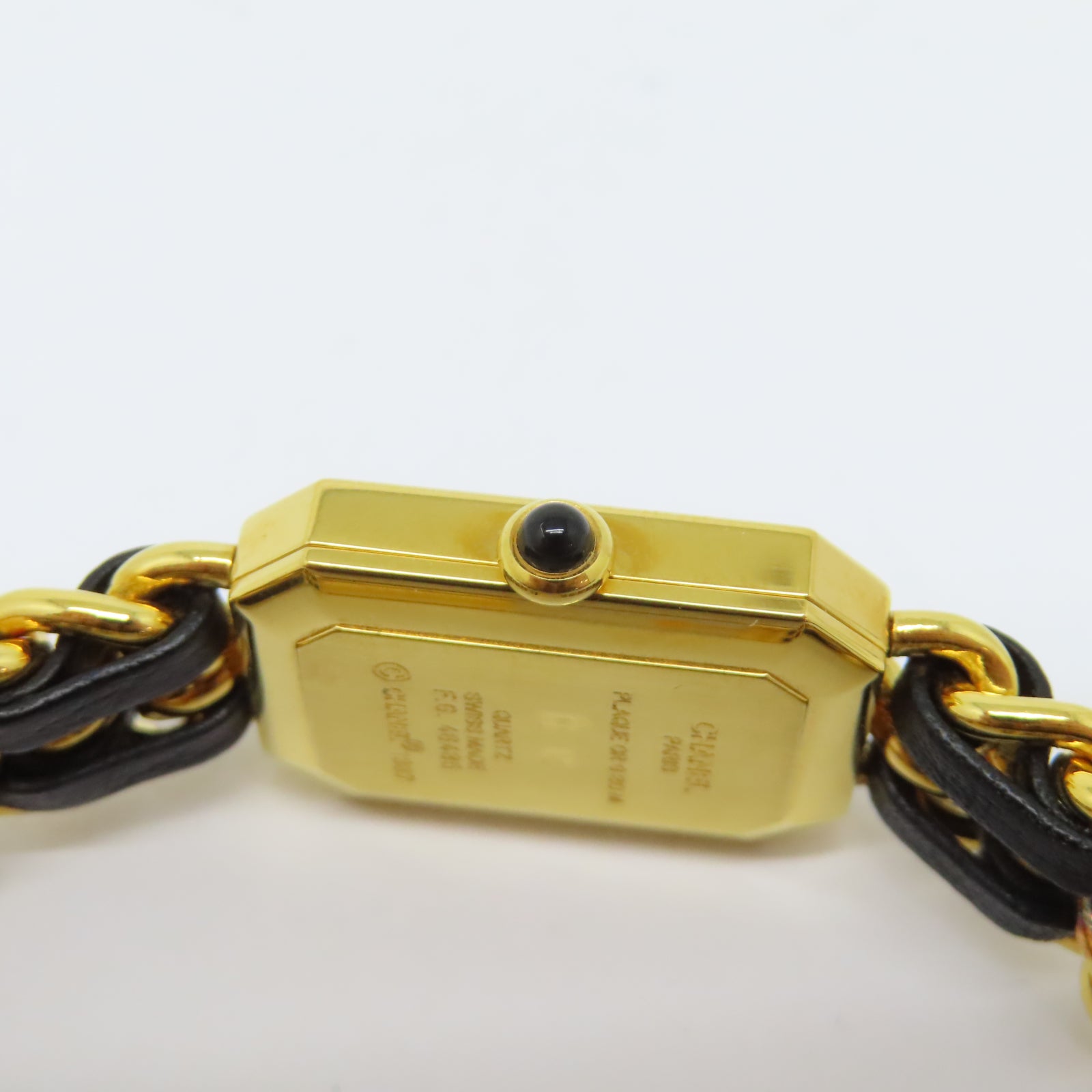 CHANEL Premiere鍍金/皮革帶手錶石英機芯黑色