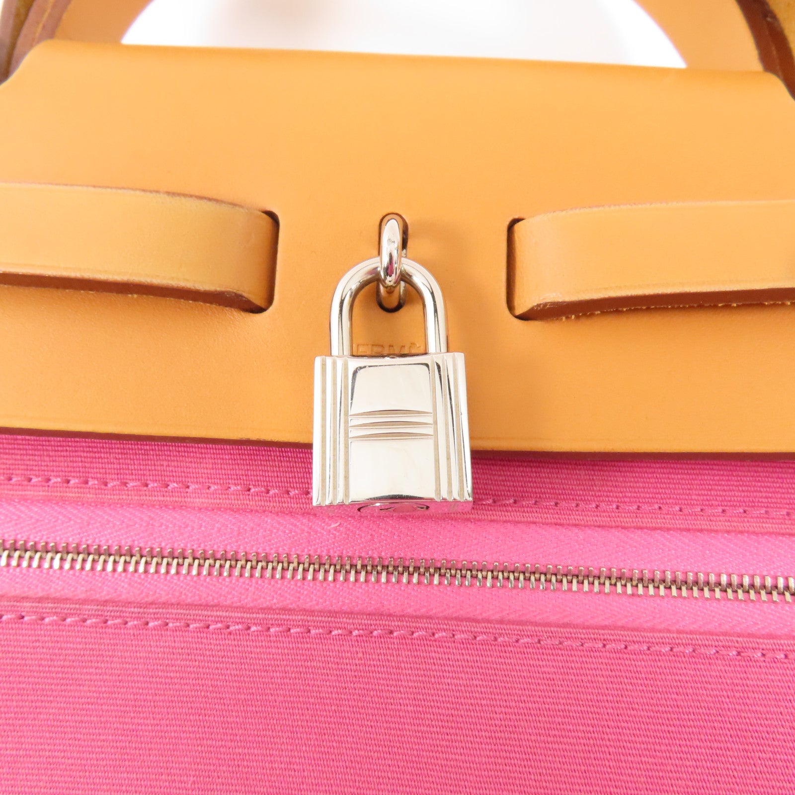 HERMES 帆布Herbag PM銀扣手挽肩背兩用袋