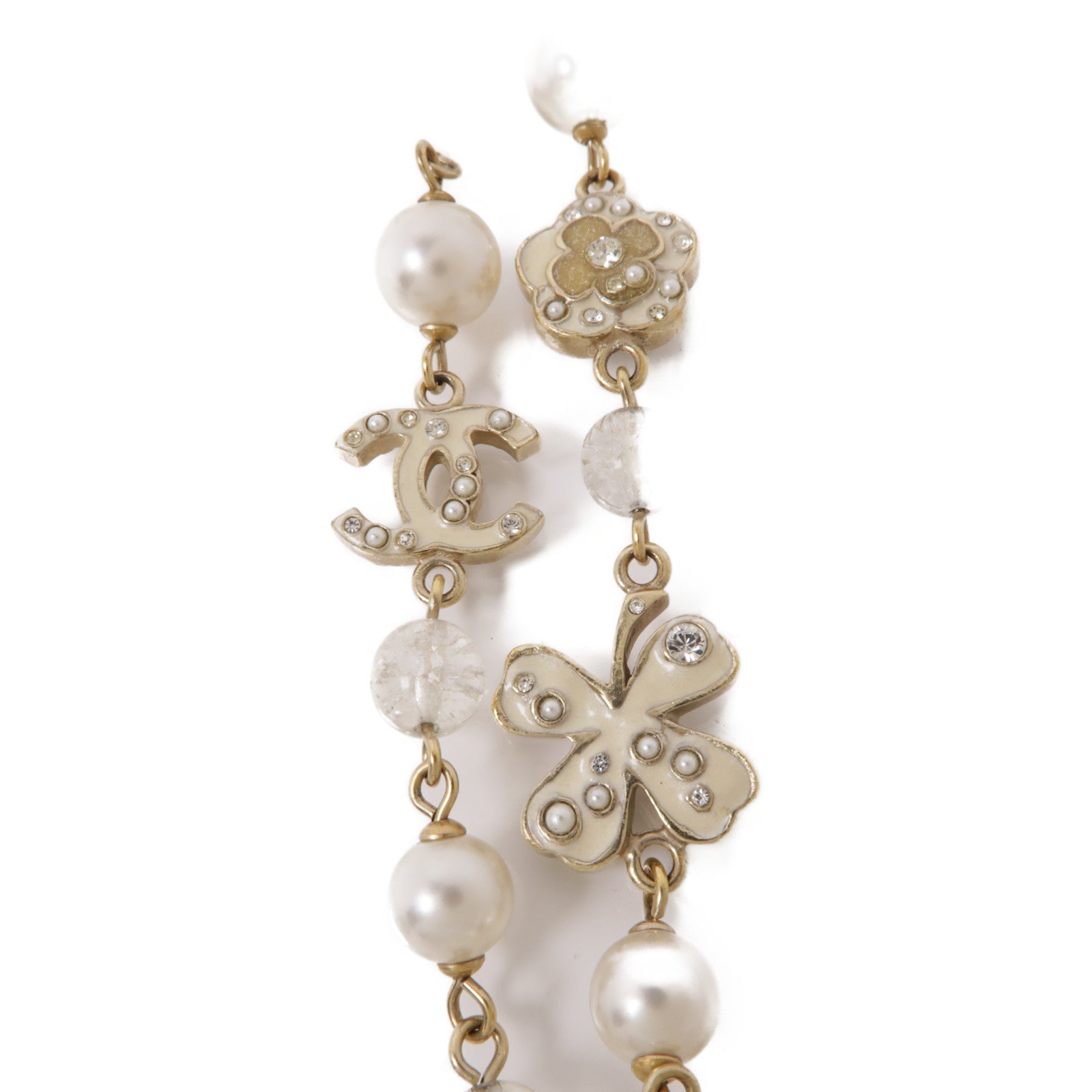 CHANEL PVC/金屬Necklace項鍊白色/金色