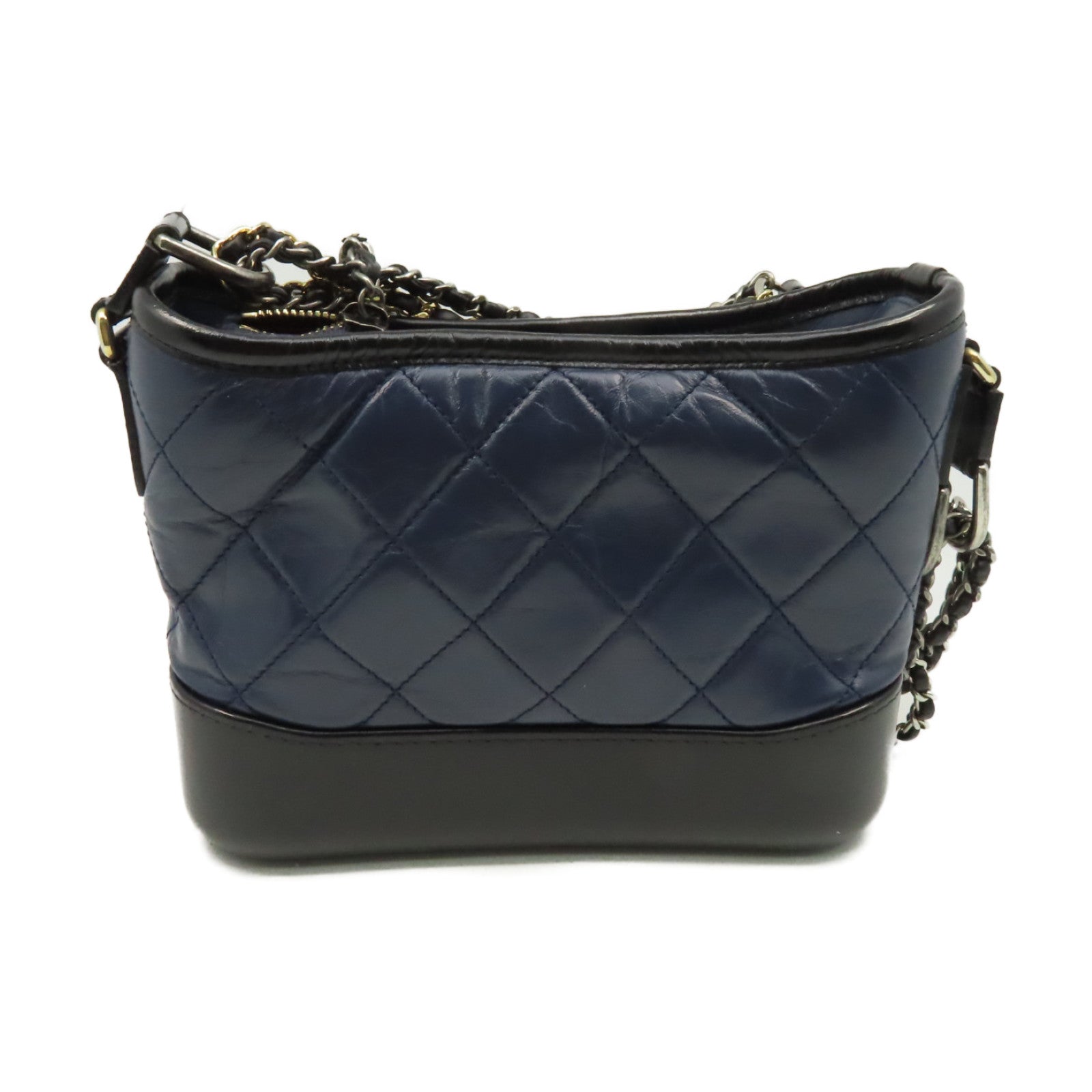 CHANEL 【激減優惠】菱格牛皮皮革Gabrielle Mini Chain Shoulder Bag金扣鏈帶肩背袋寶藍色/黑色
