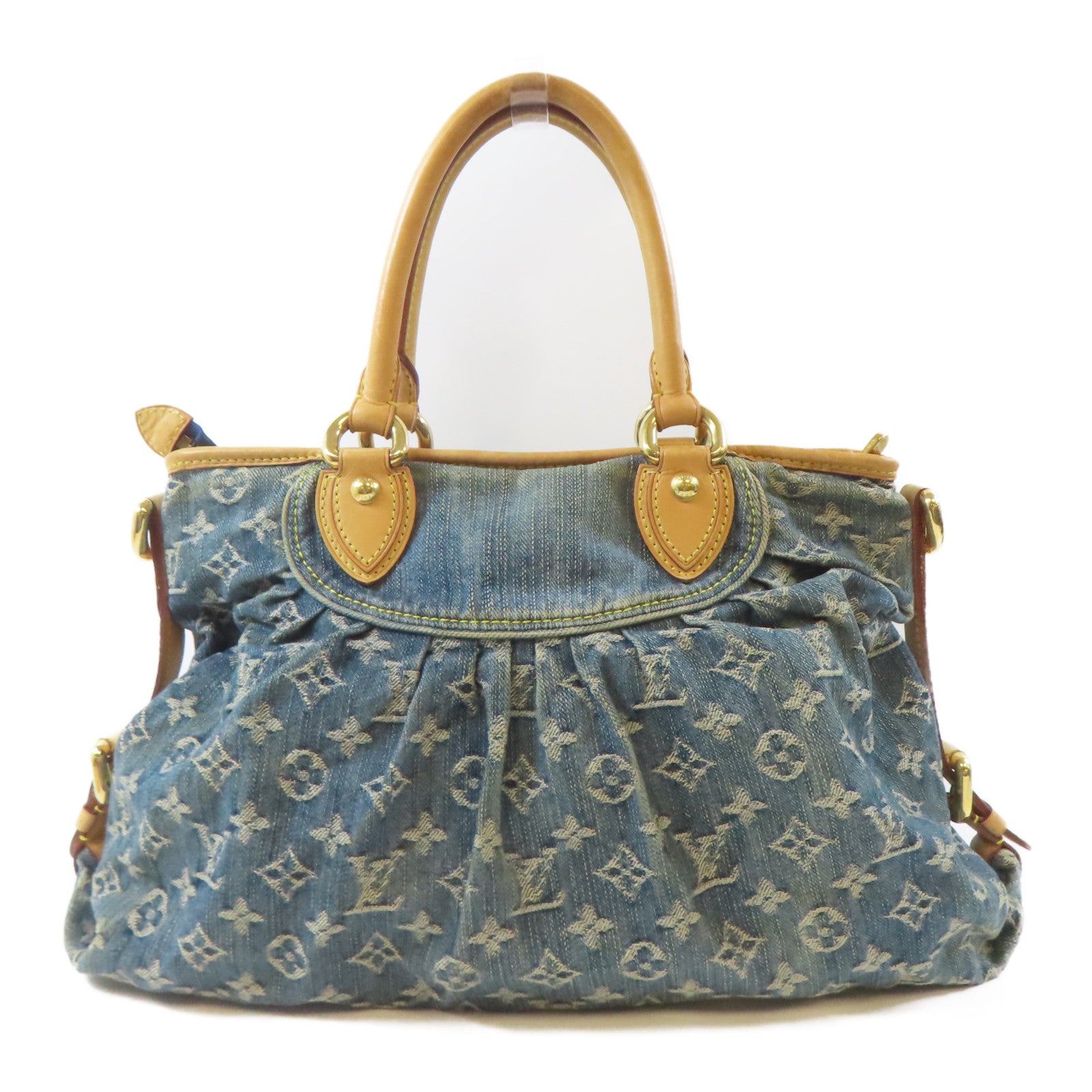 LOUIS VUITTON Monogram Denim Neo Cabby MM金扣手挽肩背兩用袋藍色