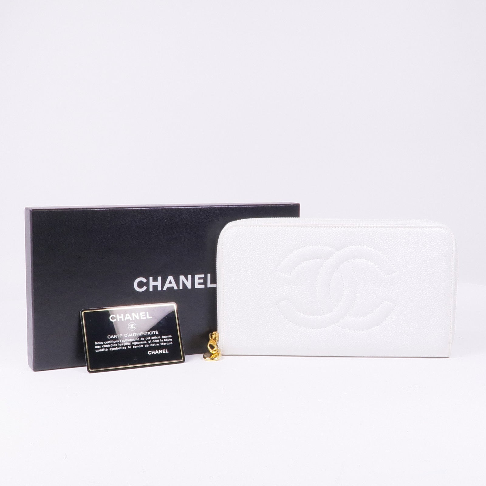 CHANEL 牛皮皮革Long Wallet金扣長錢包