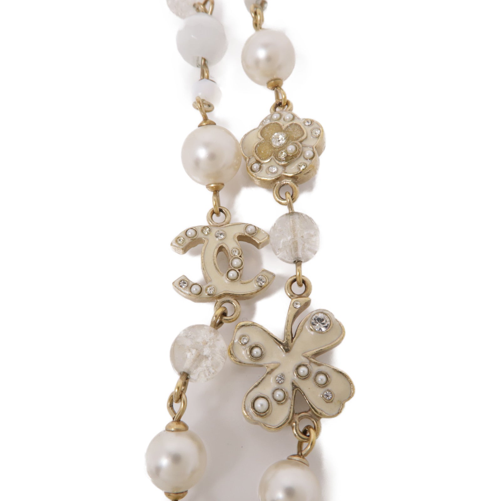CHANEL PVC/金屬Necklace項鍊白色/金色