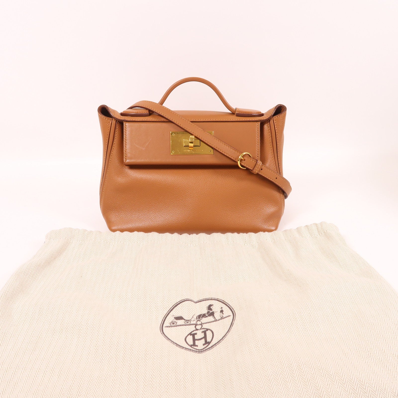 HERMES Epsom皮革Mini 24/24金扣手挽肩背兩用袋