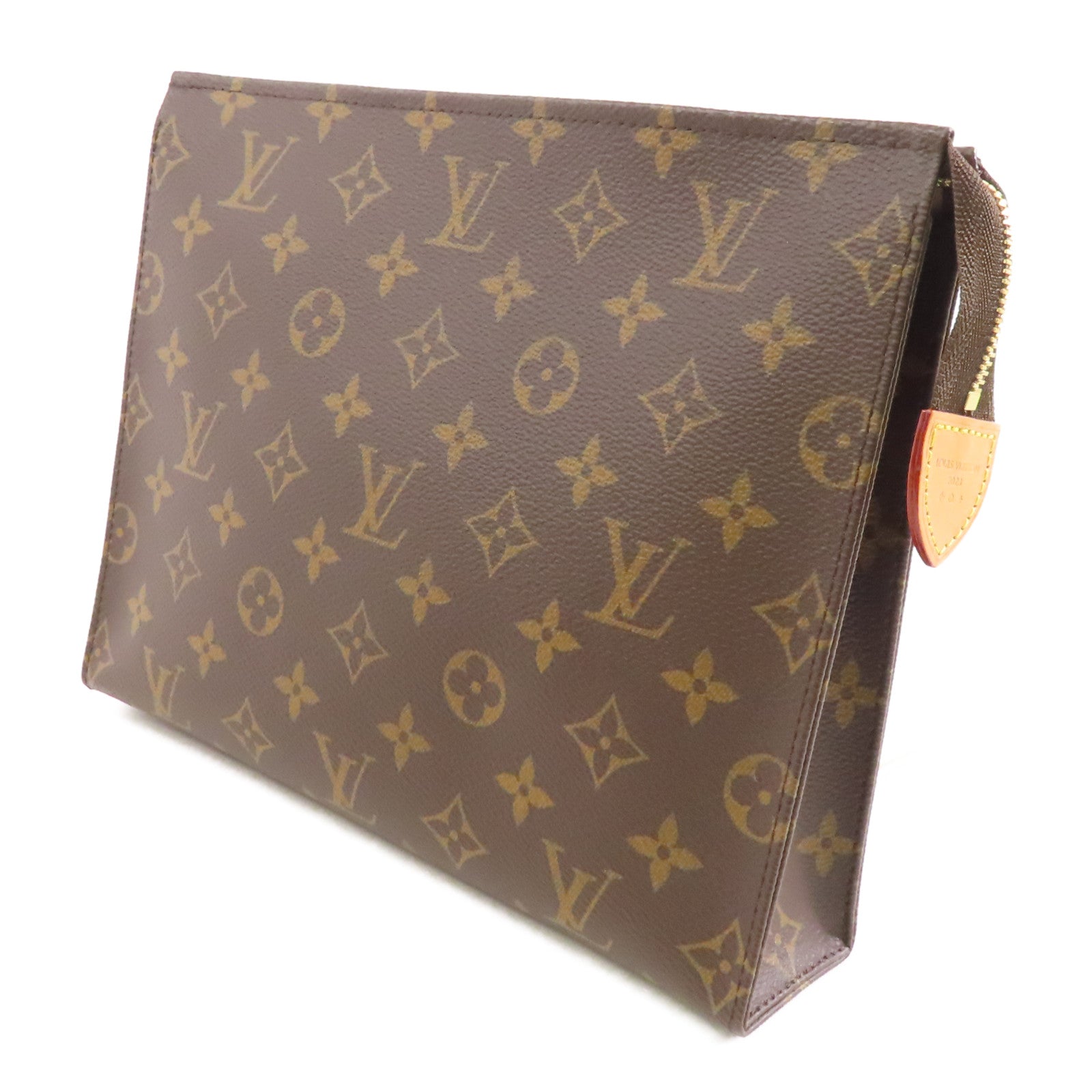 LOUIS VUITTON Monogram Pouch金扣手拿包啡色
