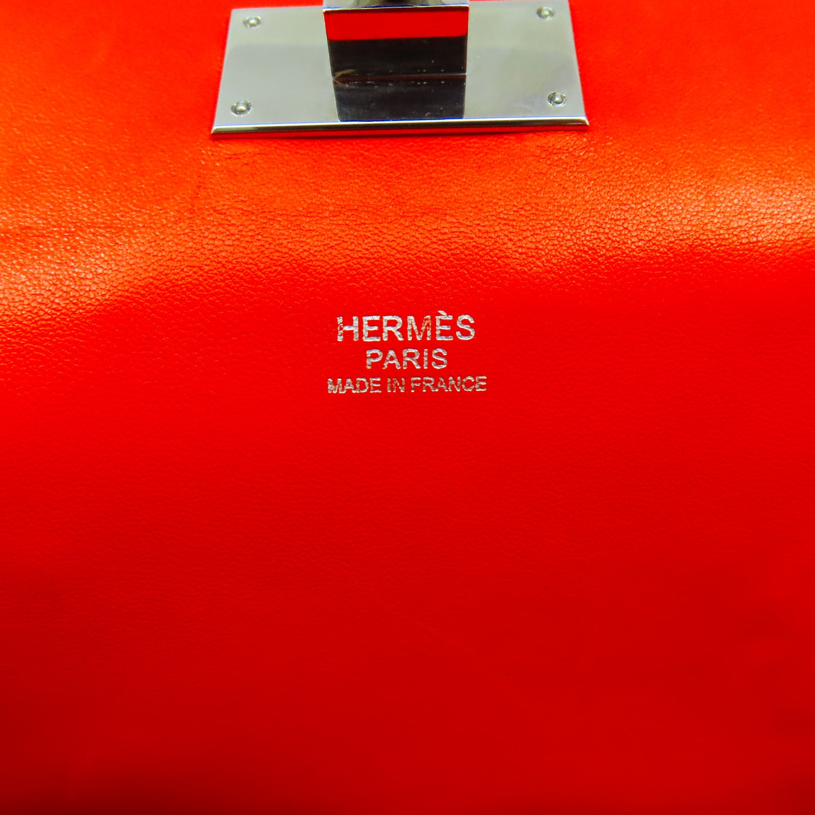 HERMES 【清倉大減價】Evercolor皮革Toolbox 20銀扣手挽肩背兩用袋火焰橘色