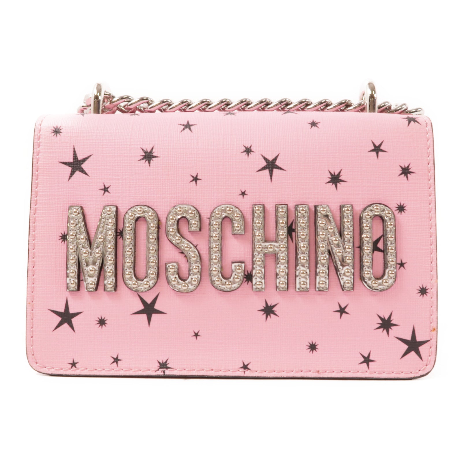 MOSCHINO 【激減優惠】皮革Space Teddy Mini Bag銀扣肩背袋
