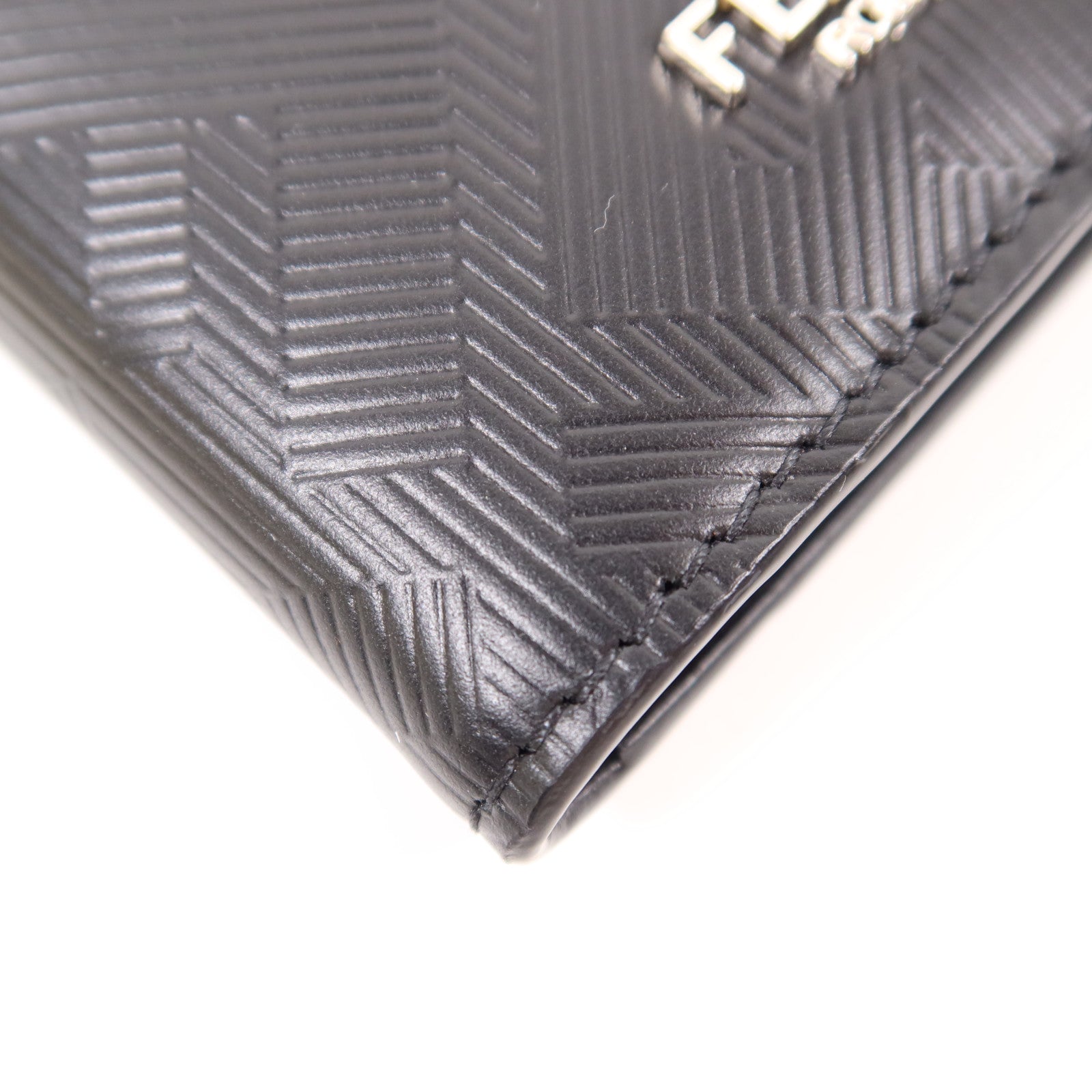 FENDI 牛皮皮革Shadow Card Case銀扣卡片套