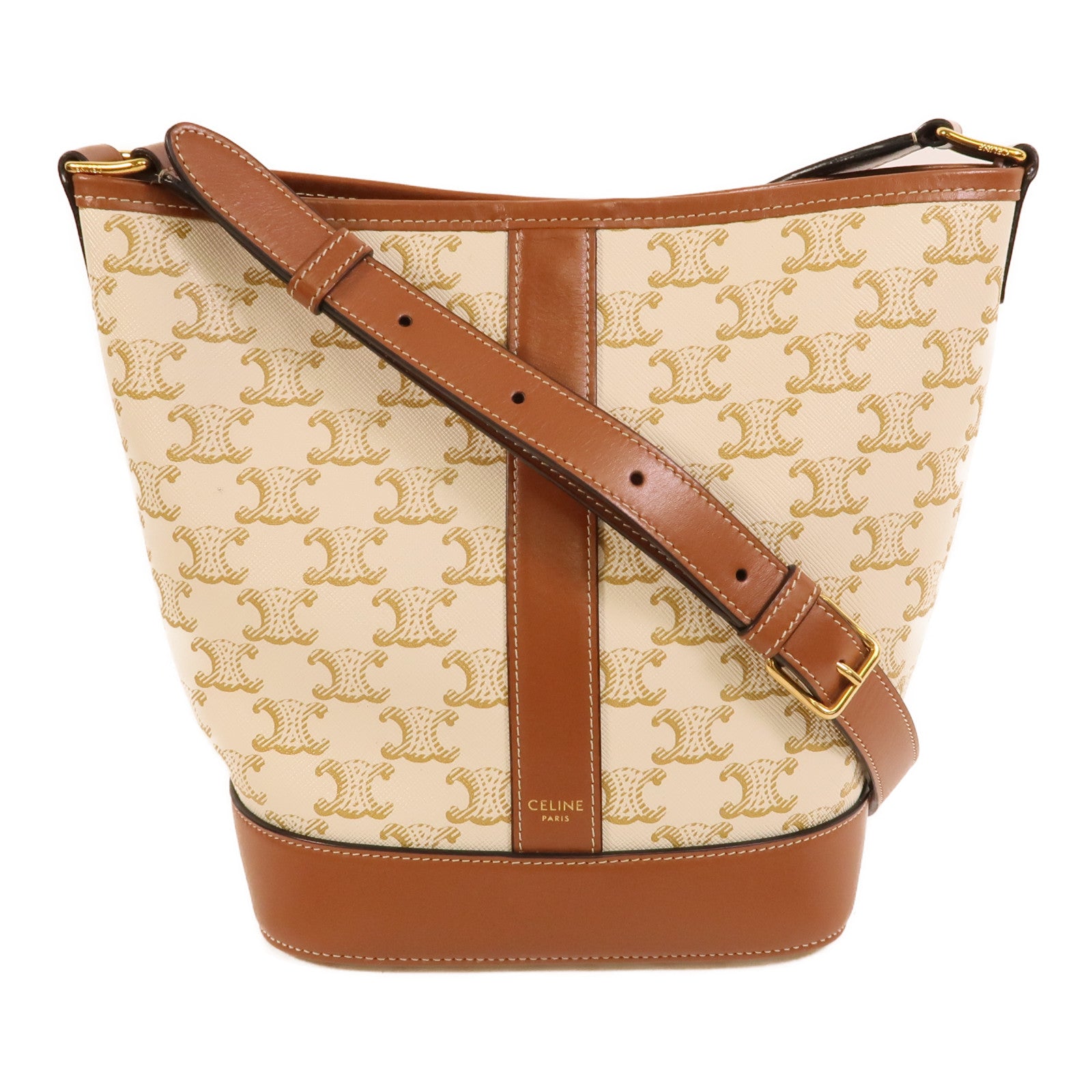 CELINE 塗層帆布Triomphe Bucket Bag Small肩背袋