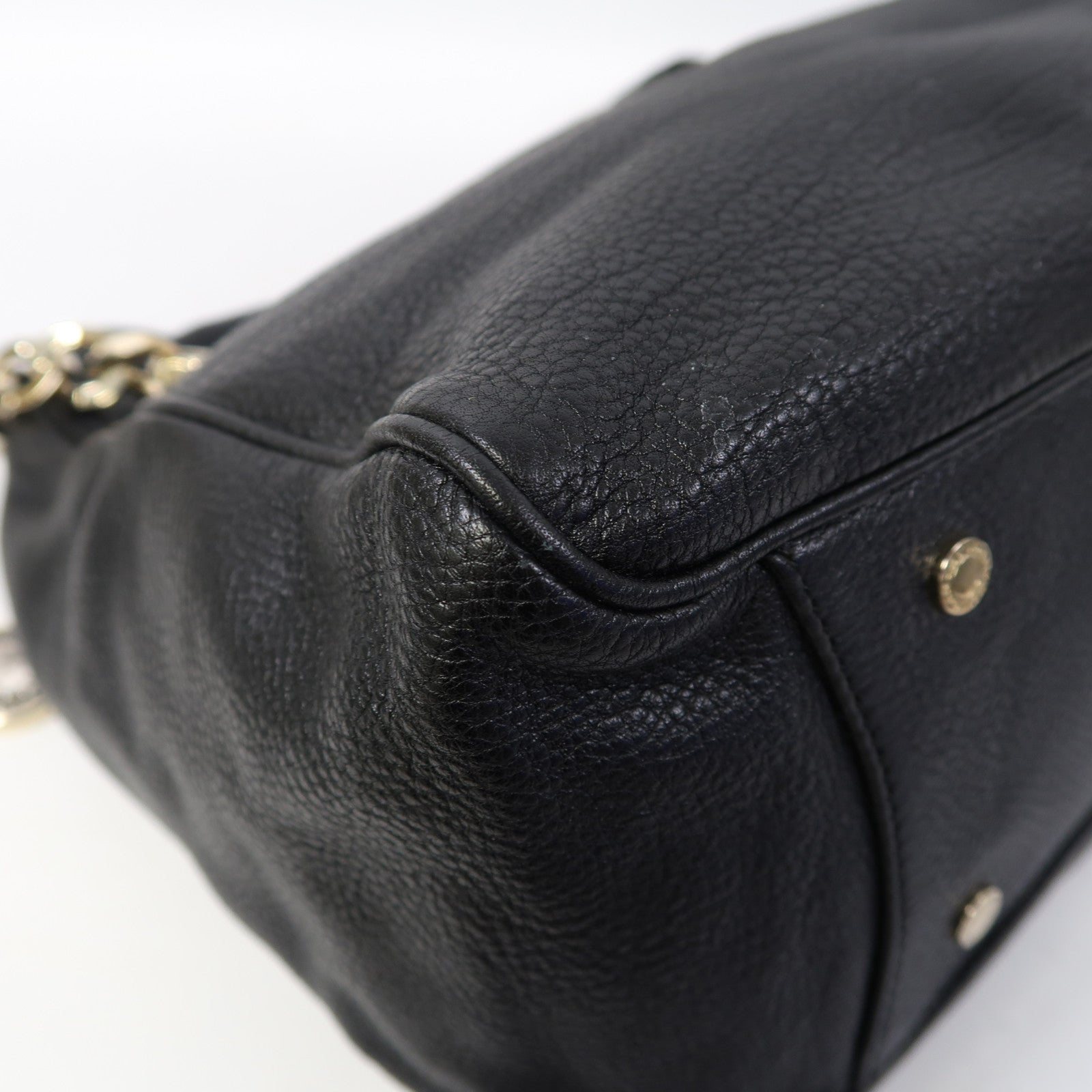 BVLGARI (PRICE DOWN) GHW Monete 2 Way Shoulder Bag Leather Black