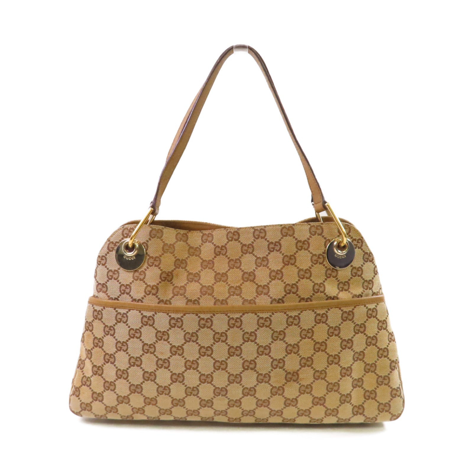 GUCCI GG帆布GG Tote Bag金扣肩背袋啡色