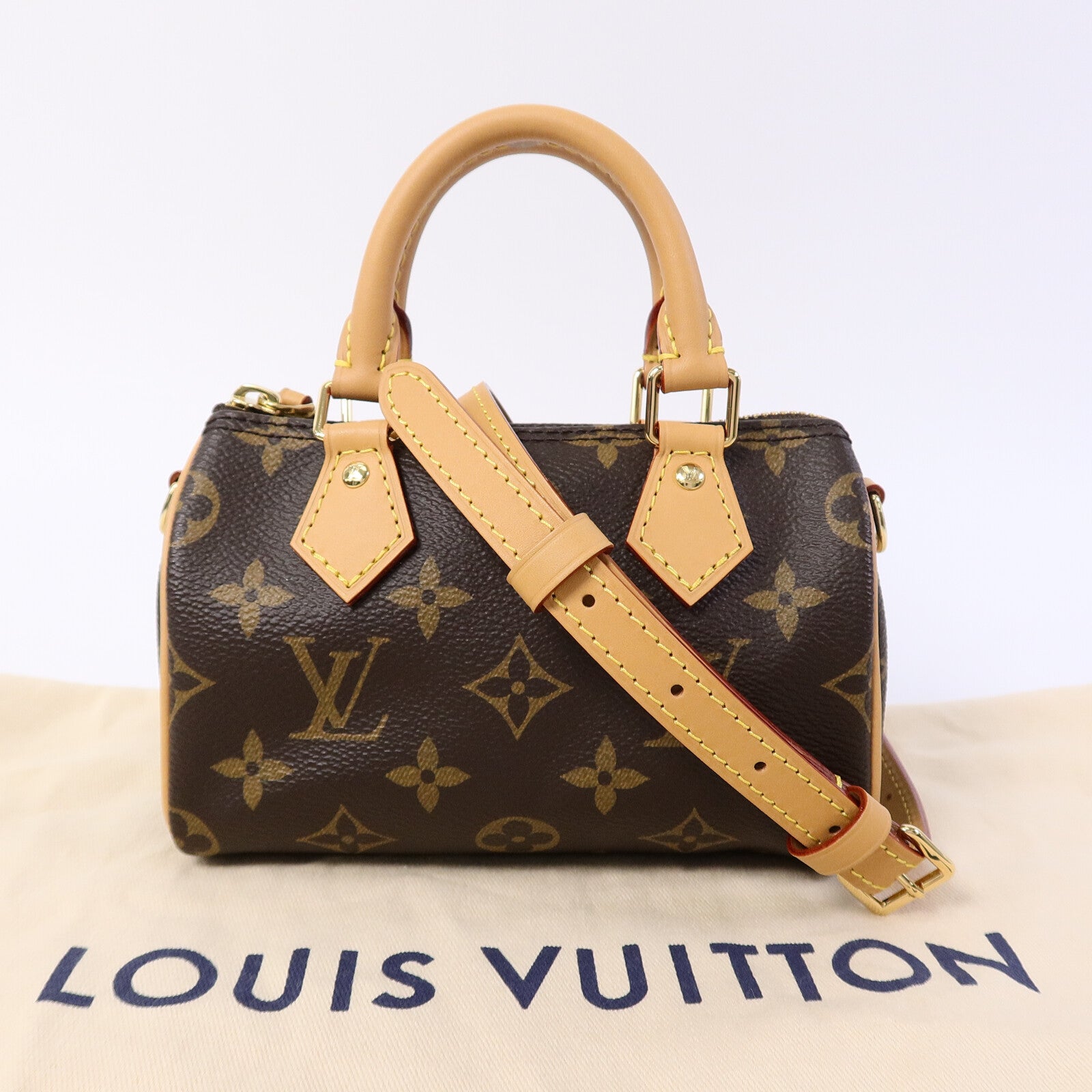 LOUIS VUITTON Monogram Nano Speedy手挽肩背兩用袋