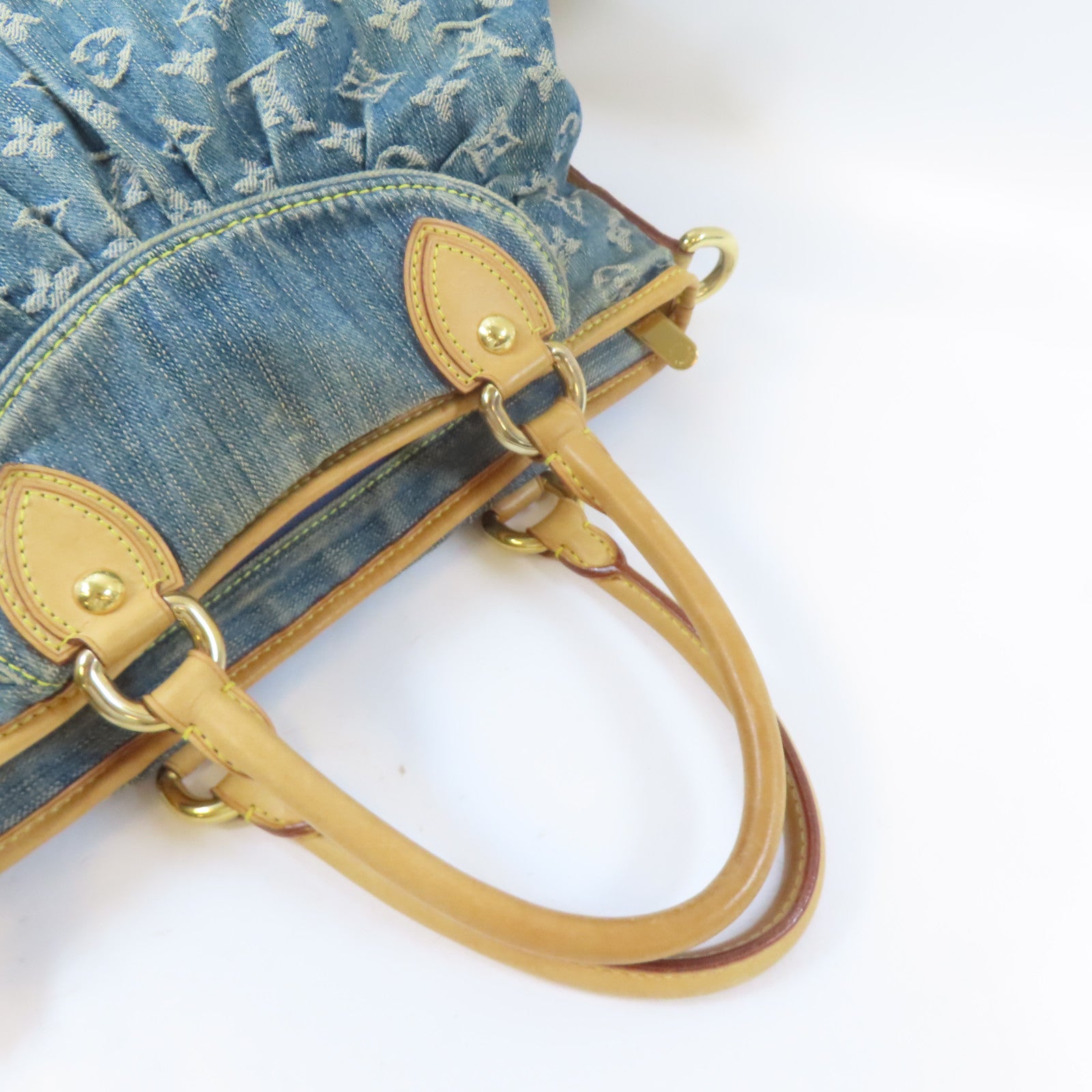 LOUIS VUITTON Monogram Denim Neo Cabby MM金扣手挽肩背兩用袋藍色
