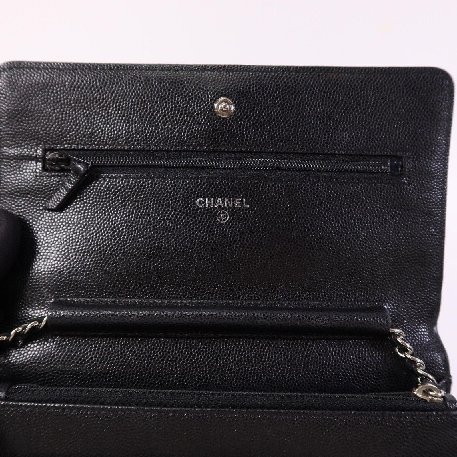 CHANEL 牛皮皮革WOC Wallet On Chain銀扣鏈帶肩背袋