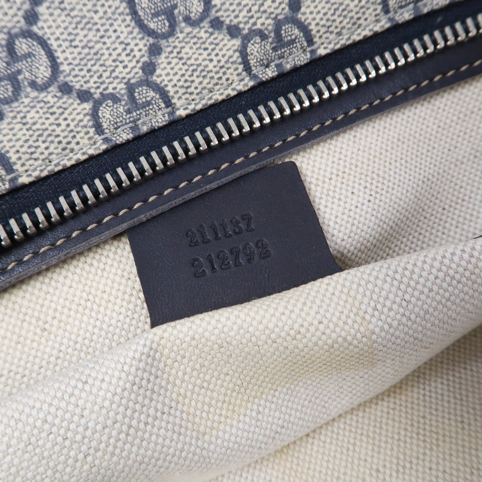 GUCCI 塗層帆布Tote Bag銀扣手挽袋藍色