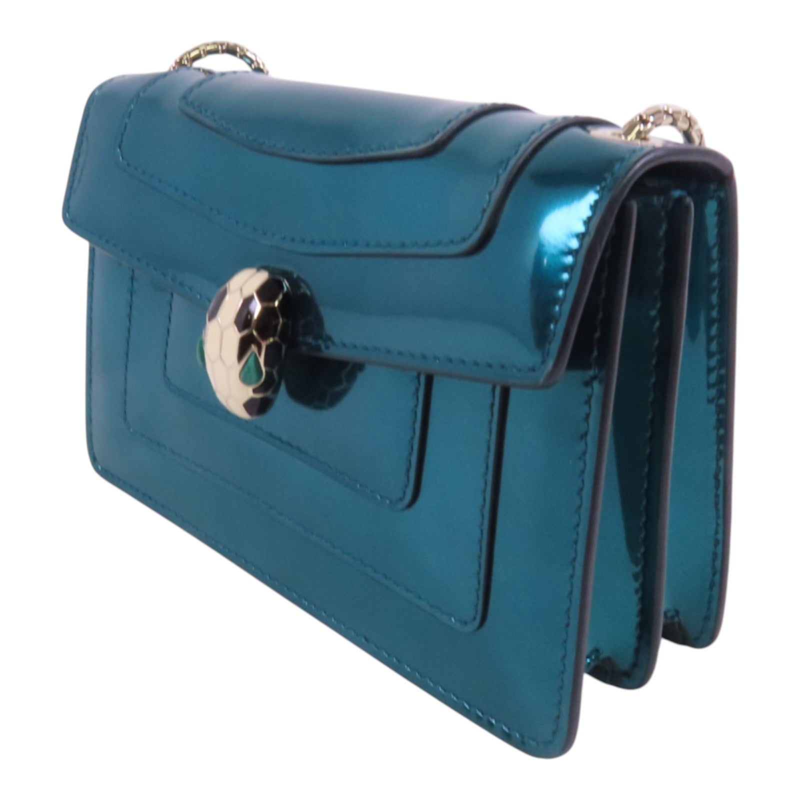 BVLGARI 漆皮皮革Serpenti Forever Mini Bag金扣鏈帶肩背袋