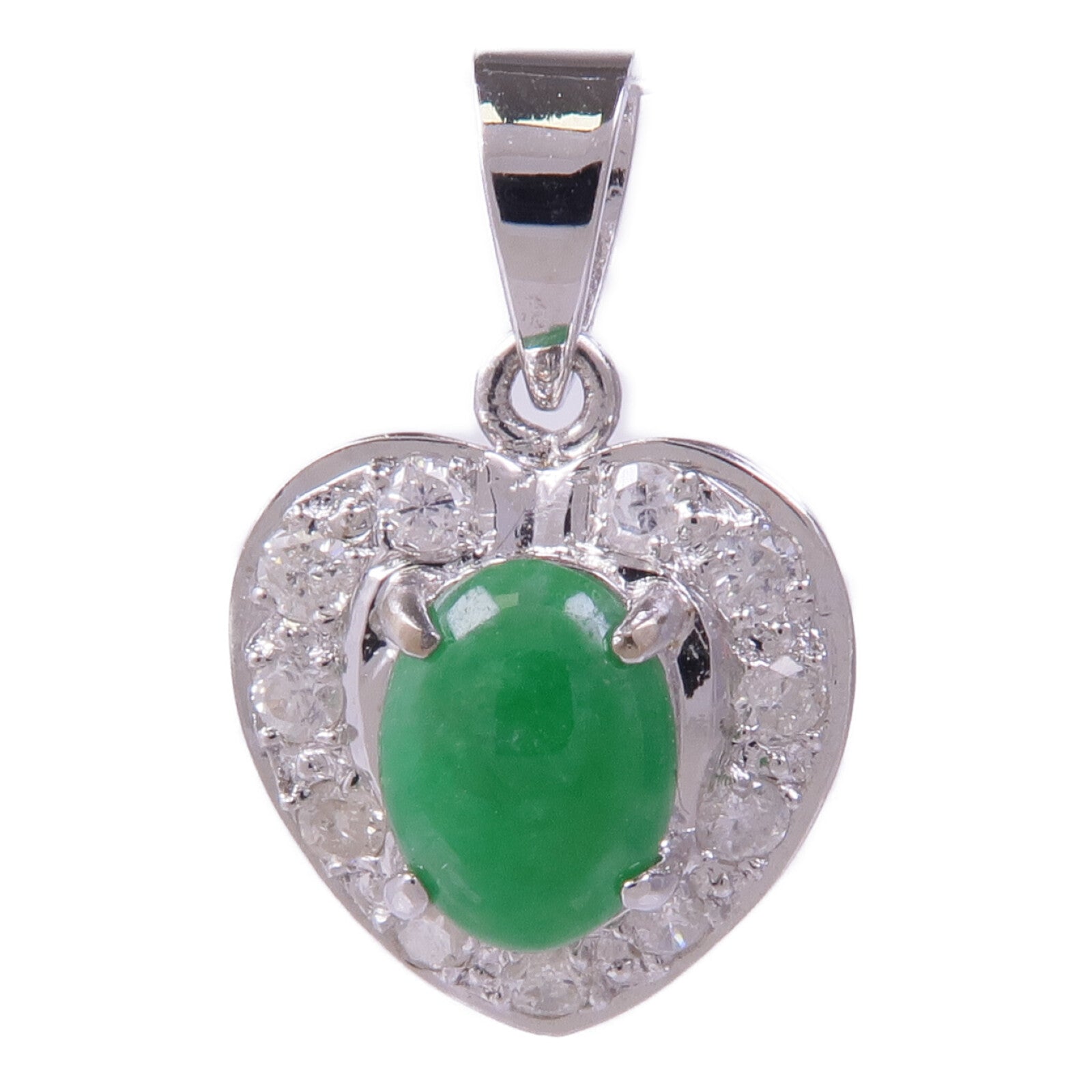 JEWELRY 18K白金Jade Diamond Pendant Top翡翠鑽石吊墜