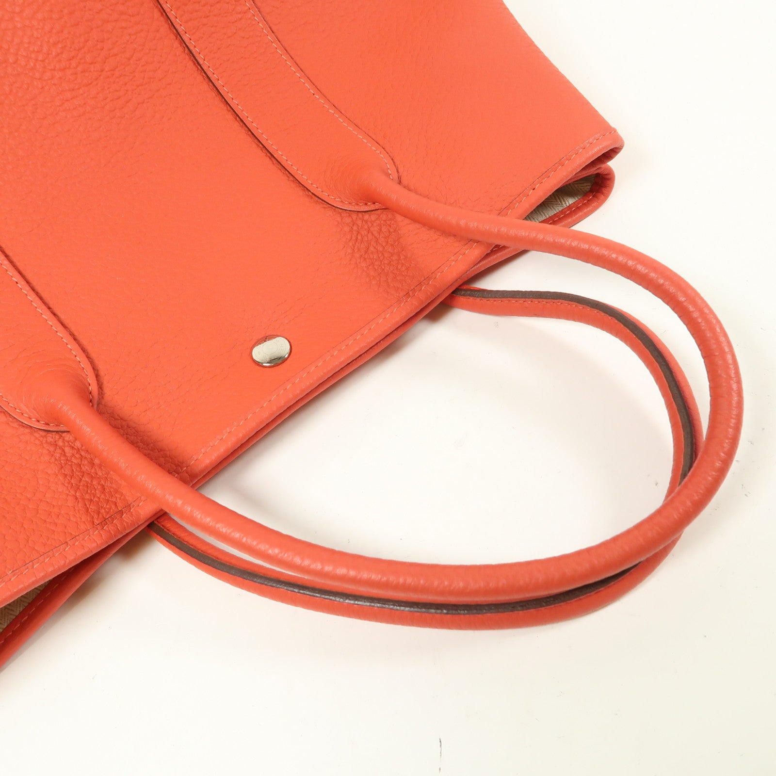HERMES 【激減優惠】Country皮革Garden Party PM銀扣手挽袋Rouge Pivoine