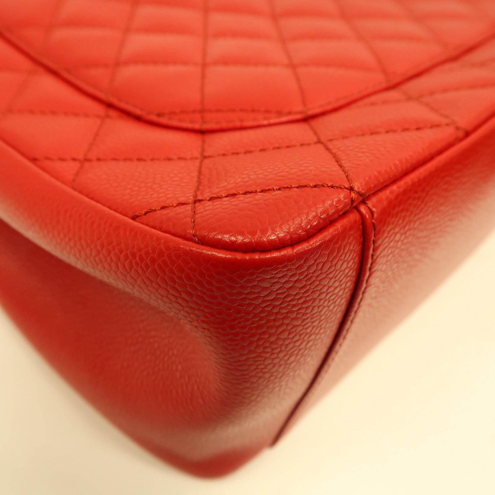 CHANEL 【激減優惠】菱格Caviar皮革Grand Shopping Tote Bag銀扣手挽袋紅色