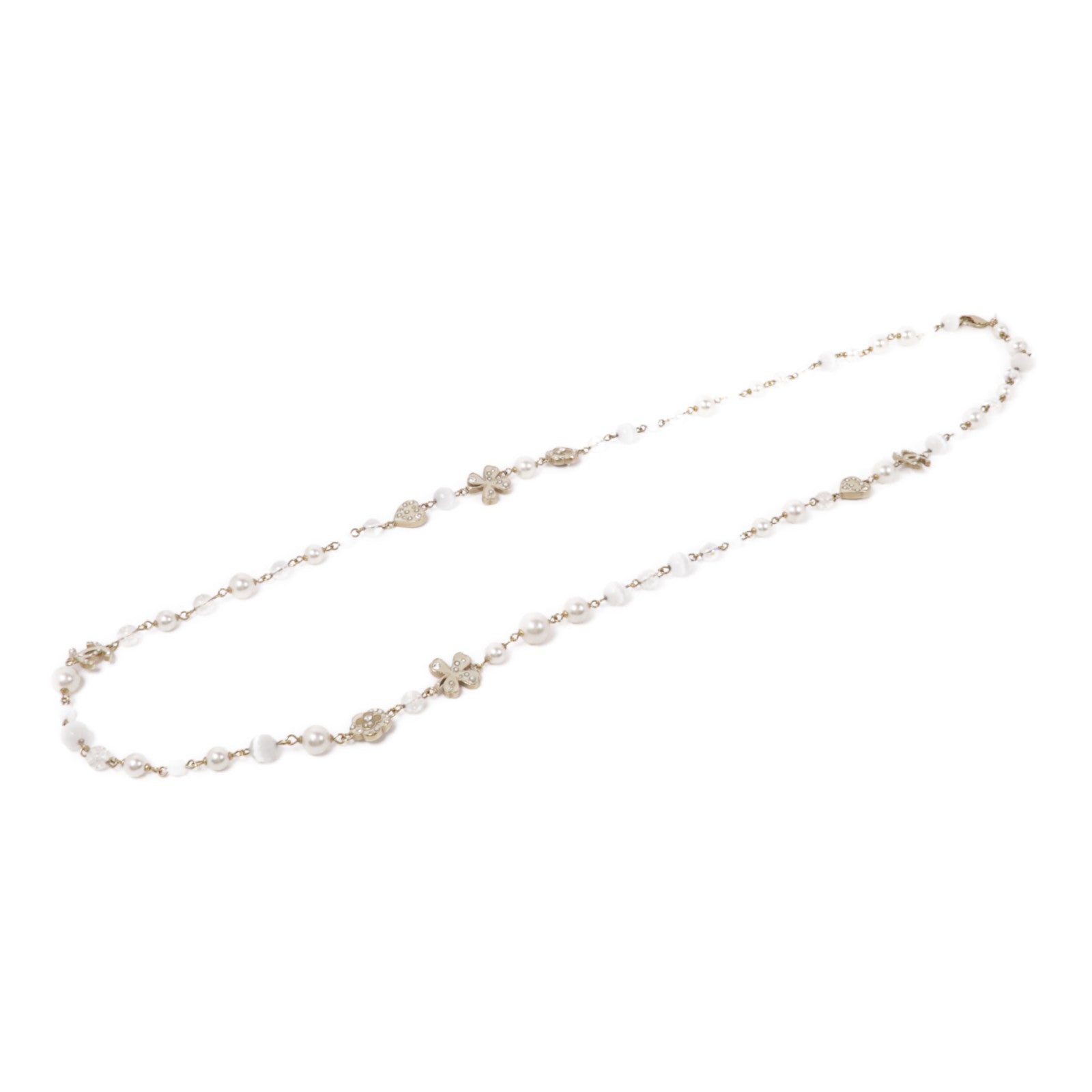 CHANEL PVC/金屬Necklace項鍊白色/金色