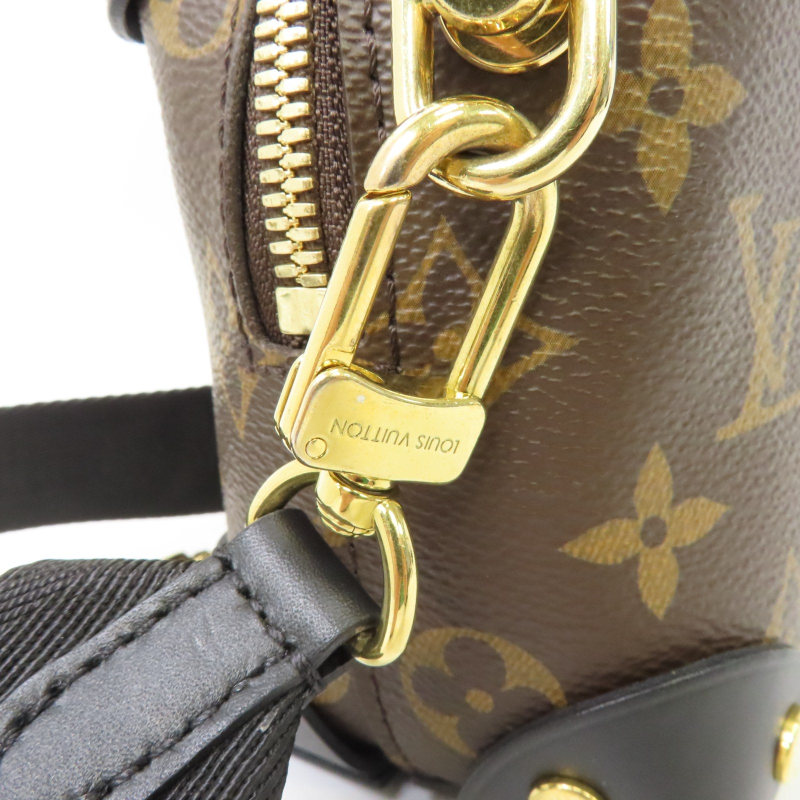 LOUIS VUITTON Monogram Petite Malle Souple金扣手挽肩背兩用袋棕色/黑色