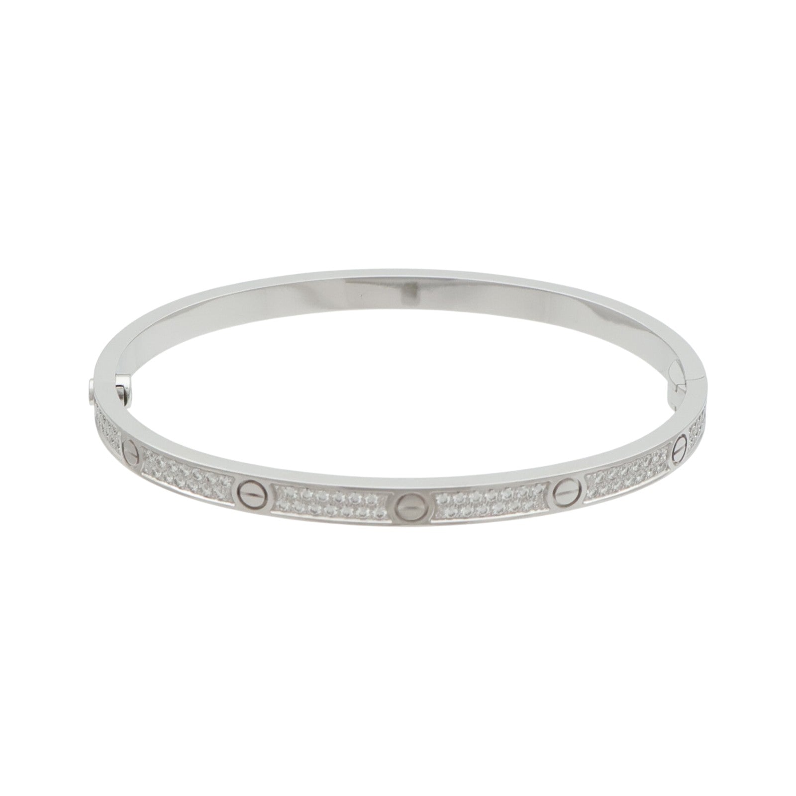 CARTIER 18K白金Love Blaceret SM Paved鑽石手鐲