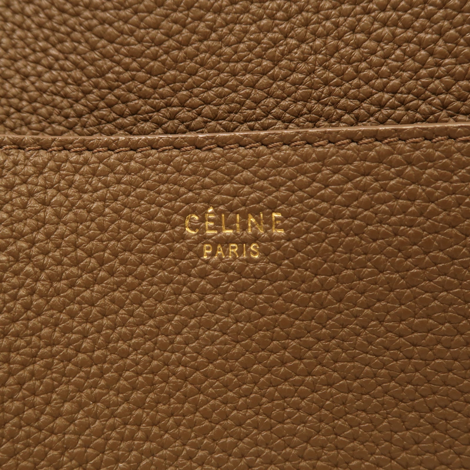 CELINE 牛皮皮革Sangle Bucket金扣肩背袋啡色