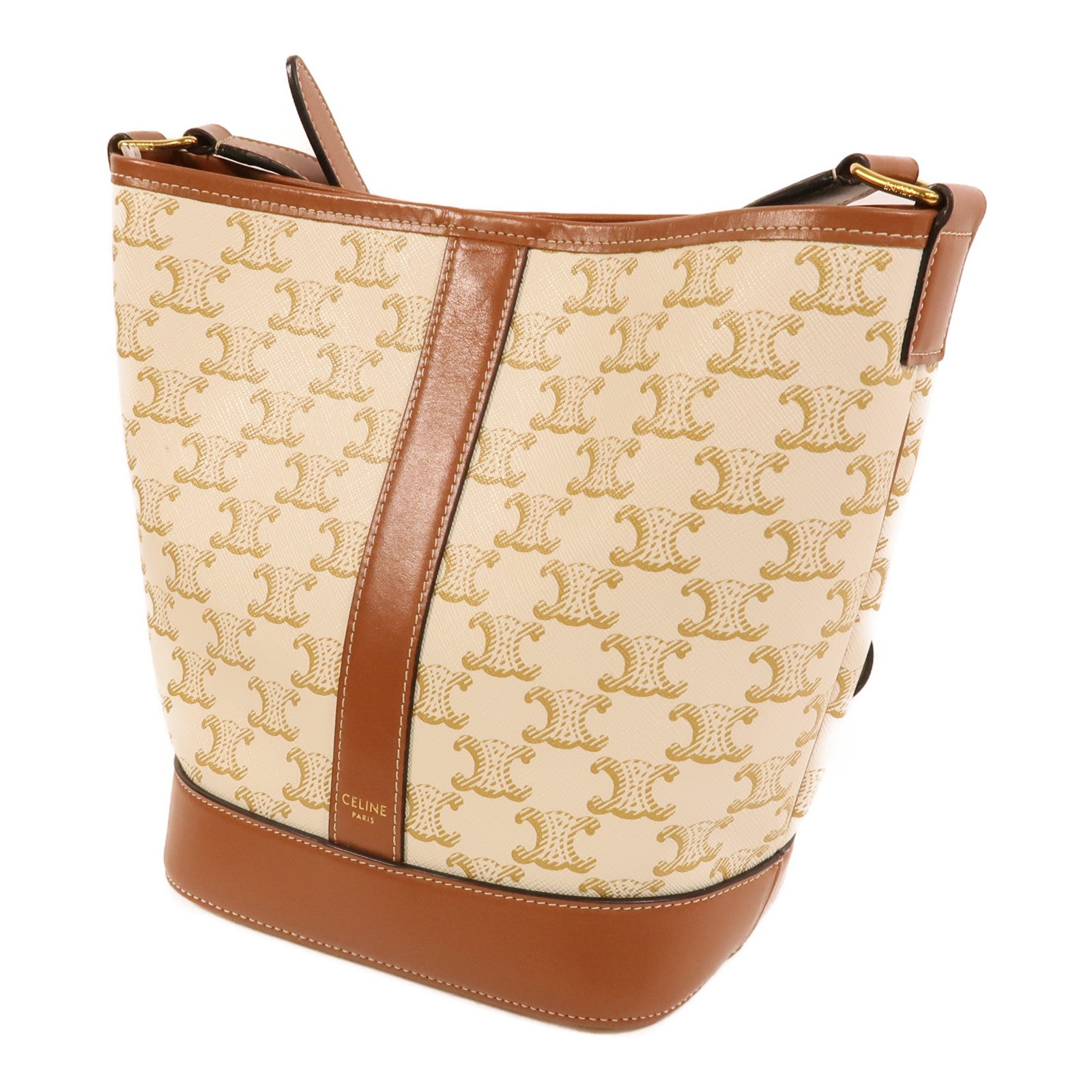 CELINE 塗層帆布Triomphe Bucket Bag Small肩背袋