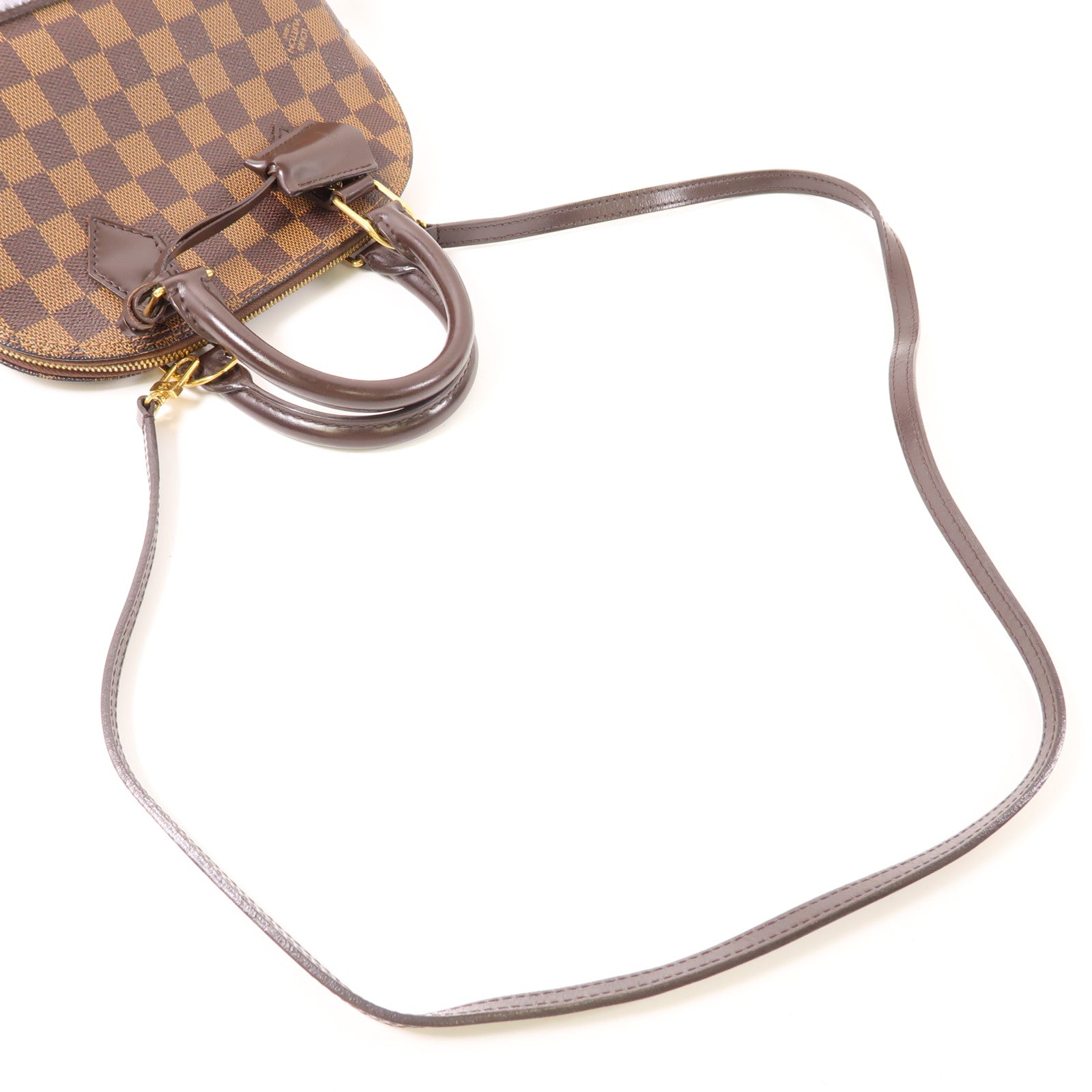 LOUIS VUITTON Damier Alma BB金扣手挽肩背兩用袋棕色
