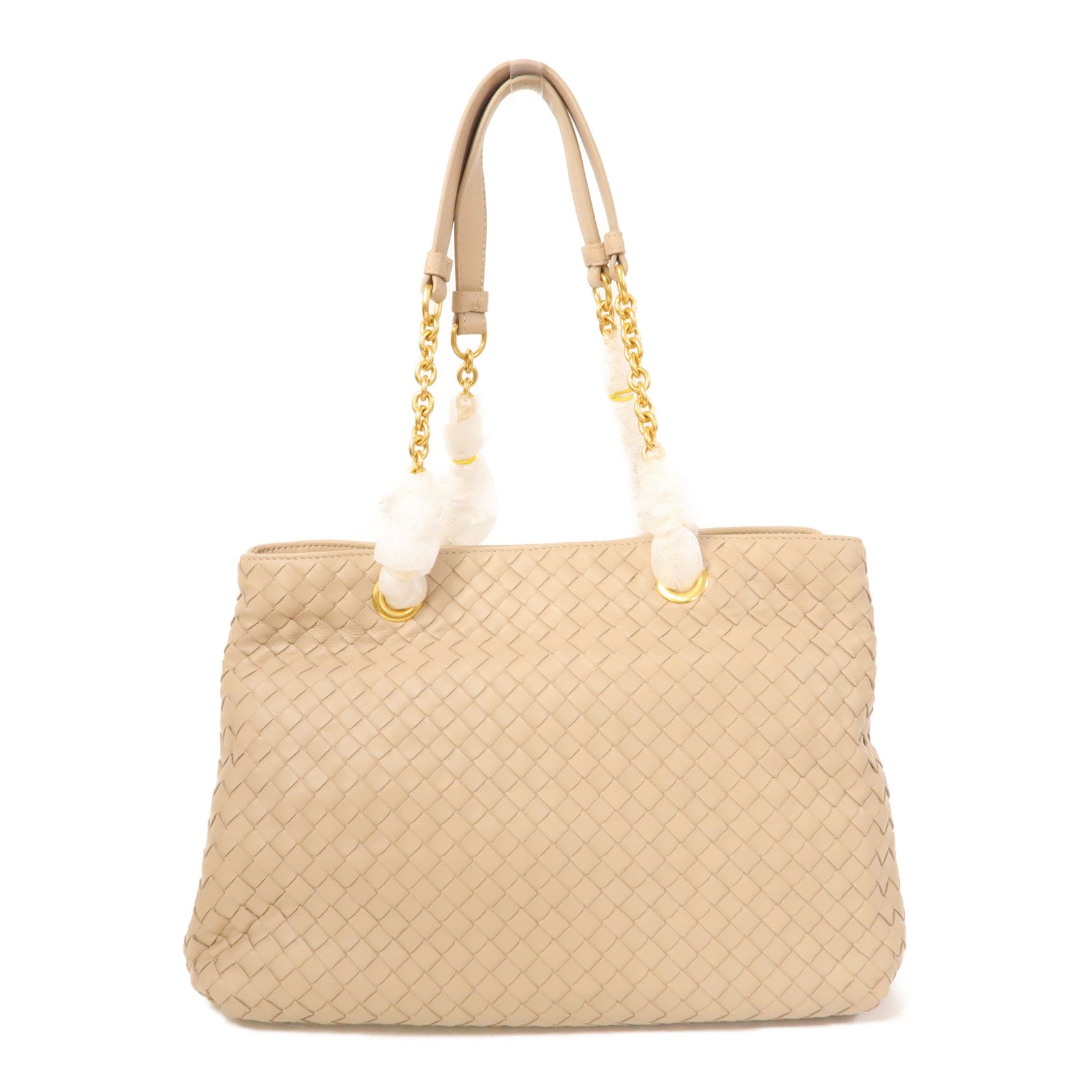 BOTTEGA VENETA 織紋皮革Shoulder Bag金扣肩背袋米色