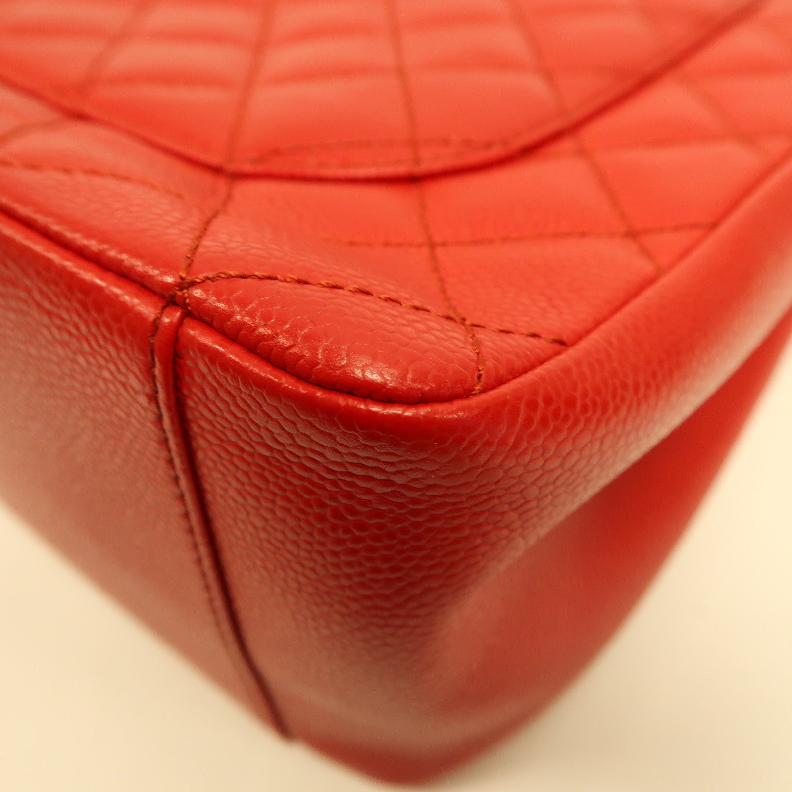 CHANEL 【激減優惠】菱格Caviar皮革Grand Shopping Tote Bag銀扣手挽袋紅色