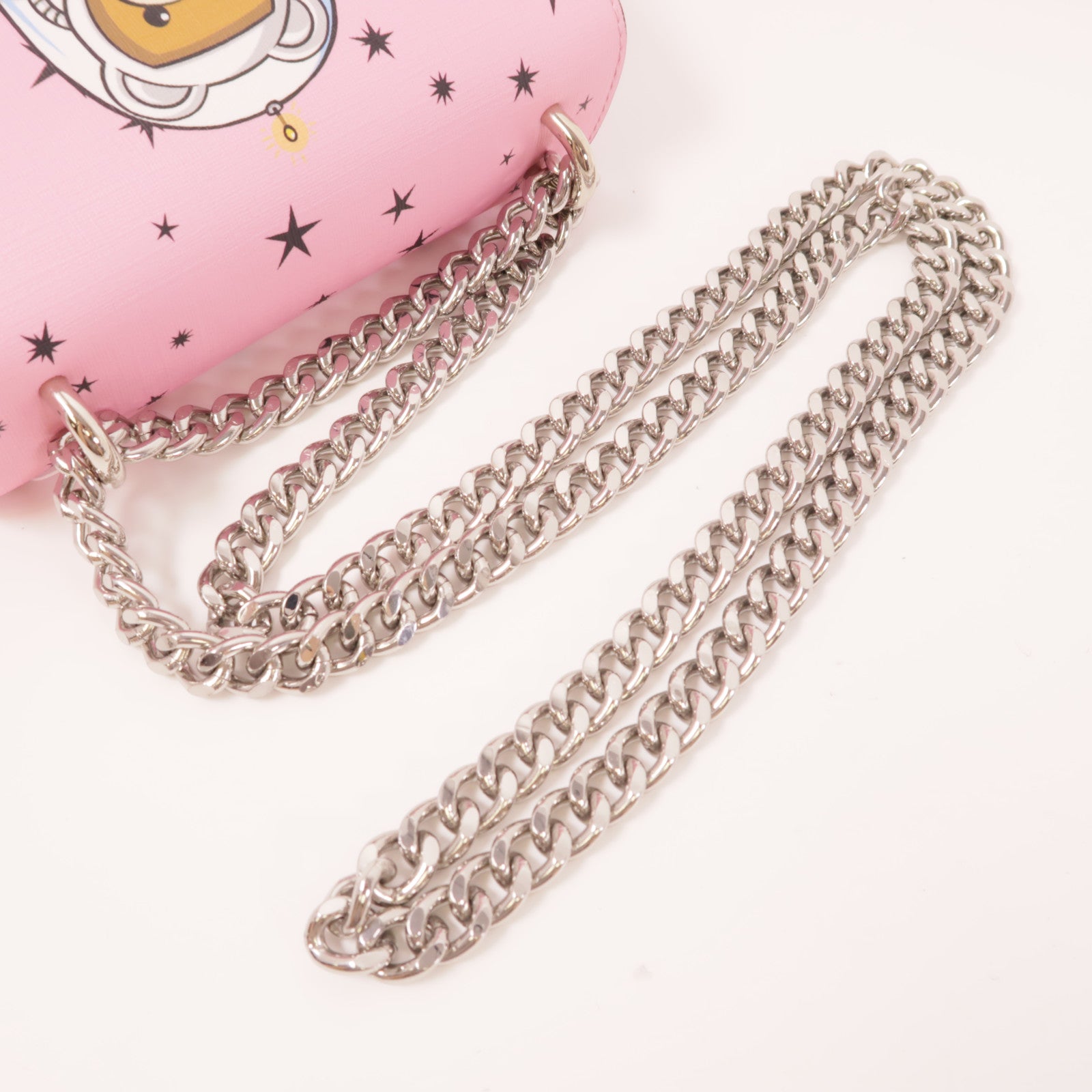 MOSCHINO 【激減優惠】皮革Space Teddy Mini Bag銀扣肩背袋