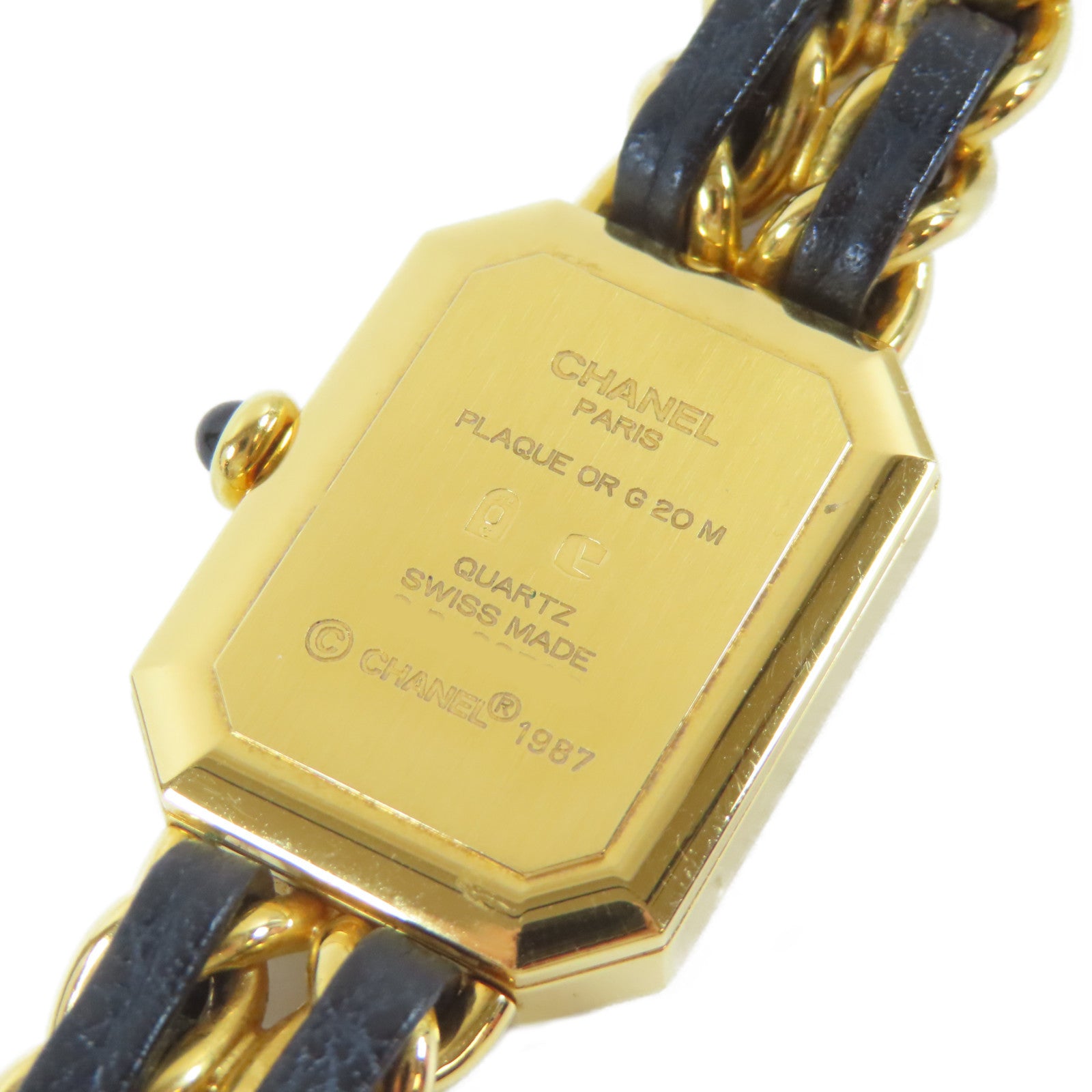 CHANEL Premiere S鍍金石英機芯手錶黑色#13.75cm