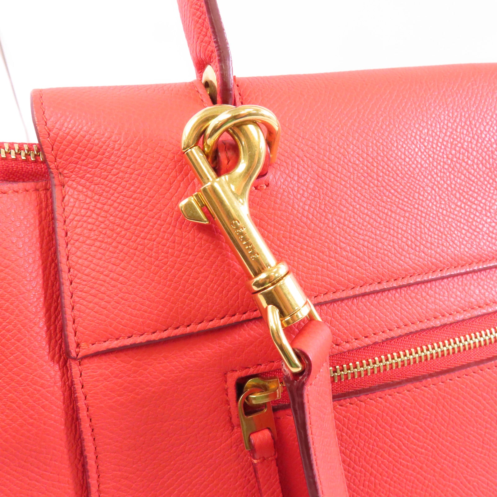 CELINE 牛皮皮革Belt Bag金扣手挽肩背兩用袋紅色