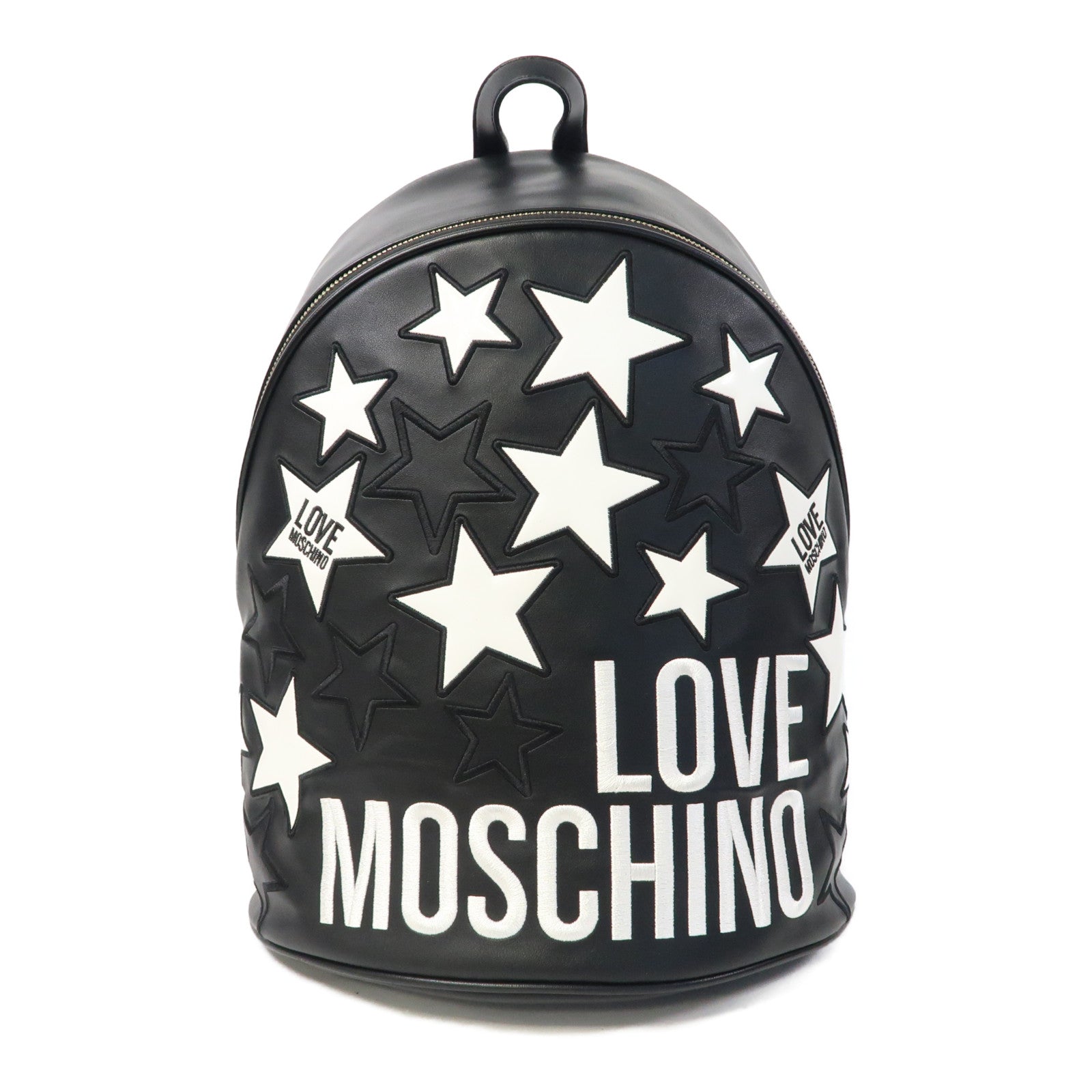 LOVE MOSCHINO 皮革Love Moschino Backpack金扣背包黑色