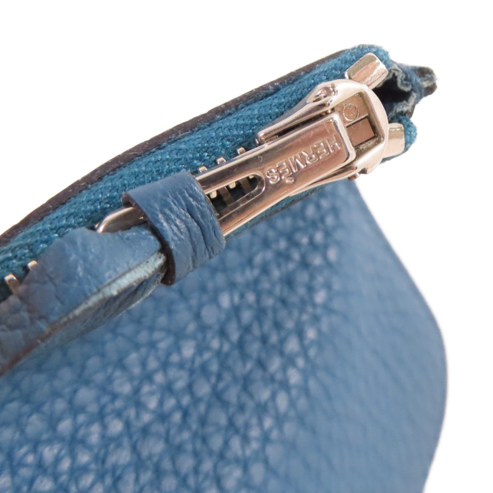 HERMES 【激減優惠】Clemence皮革Dogon GM Long Wallet銀扣長錢包Colvert/鴨藍色