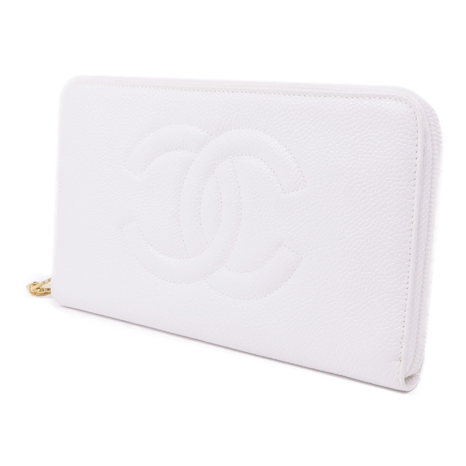 CHANEL 牛皮皮革Long Wallet金扣長錢包