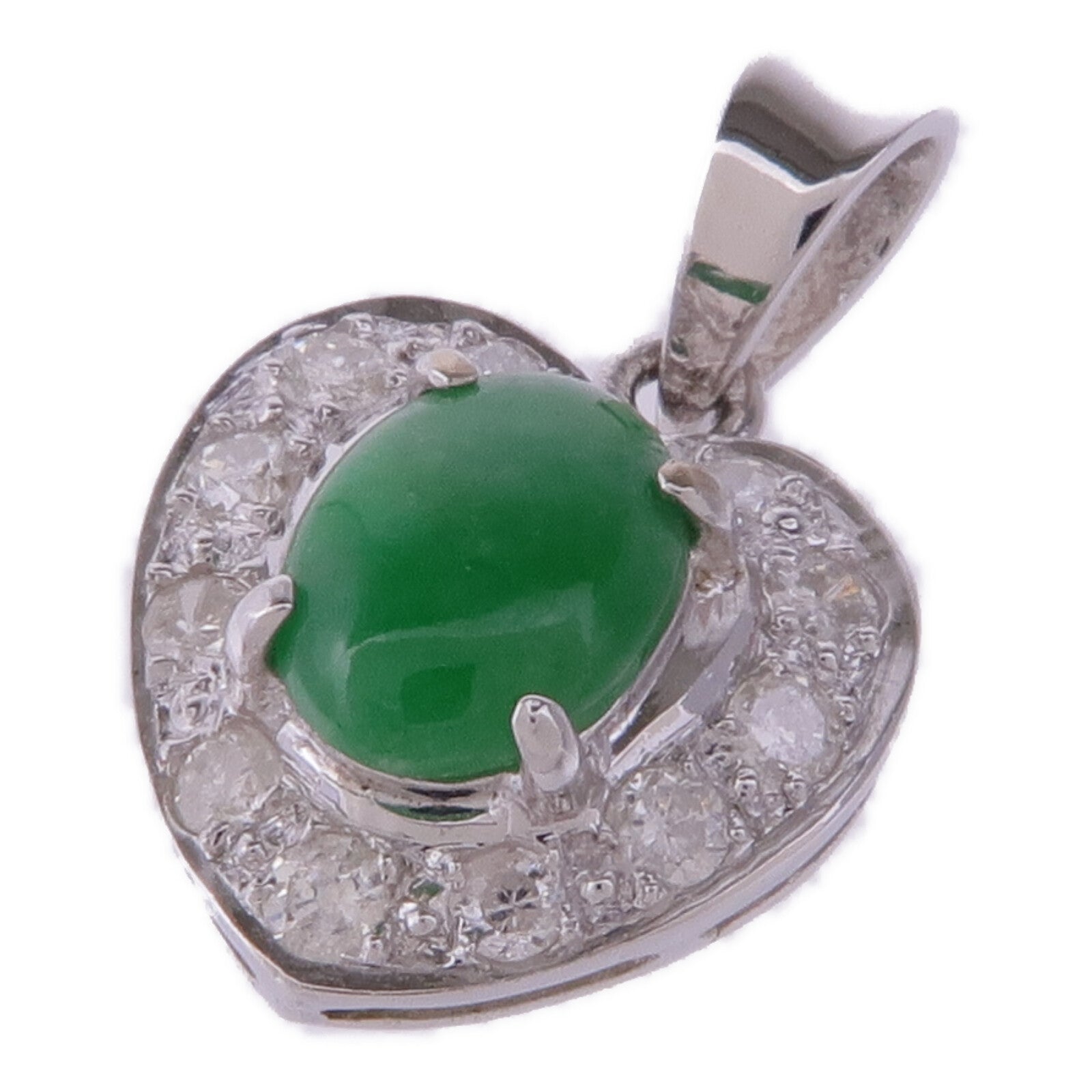 JEWELRY 18K白金Jade Diamond Pendant Top翡翠鑽石吊墜