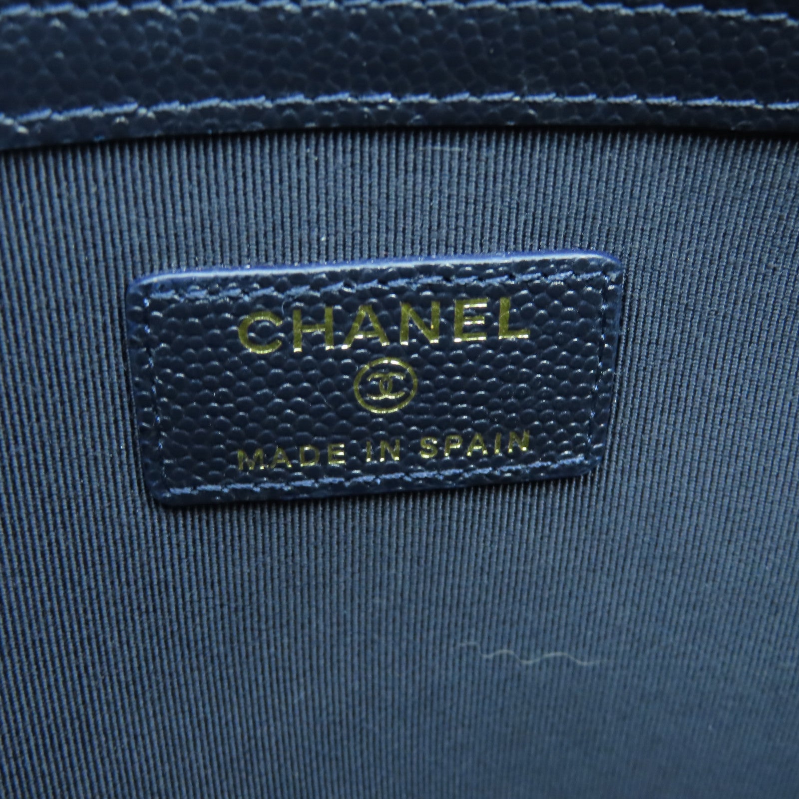 CHANEL 【激減優惠】菱格牛皮皮革Clutch金扣手拿包海軍藍色