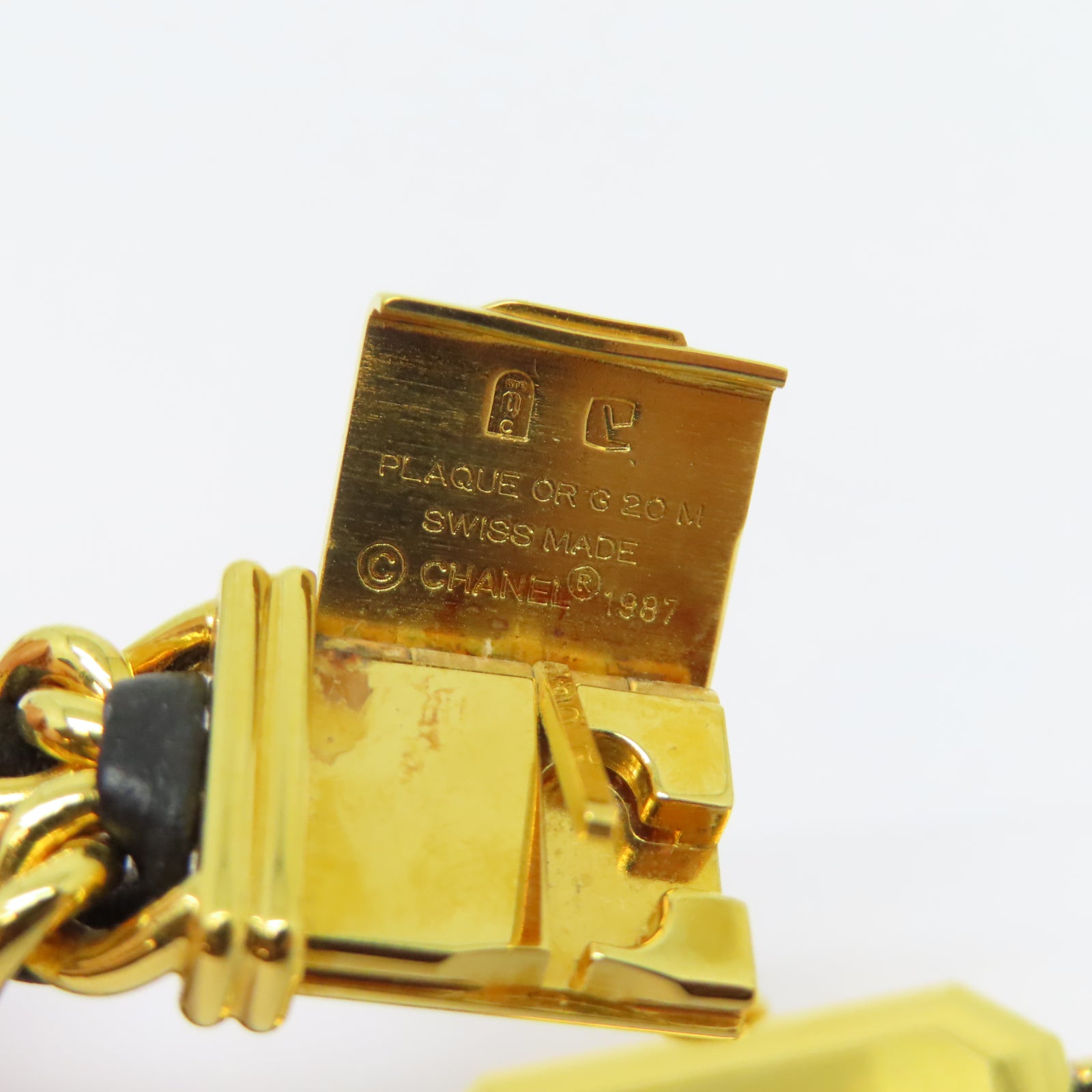 CHANEL Premiere鍍金/皮革帶手錶石英機芯黑色