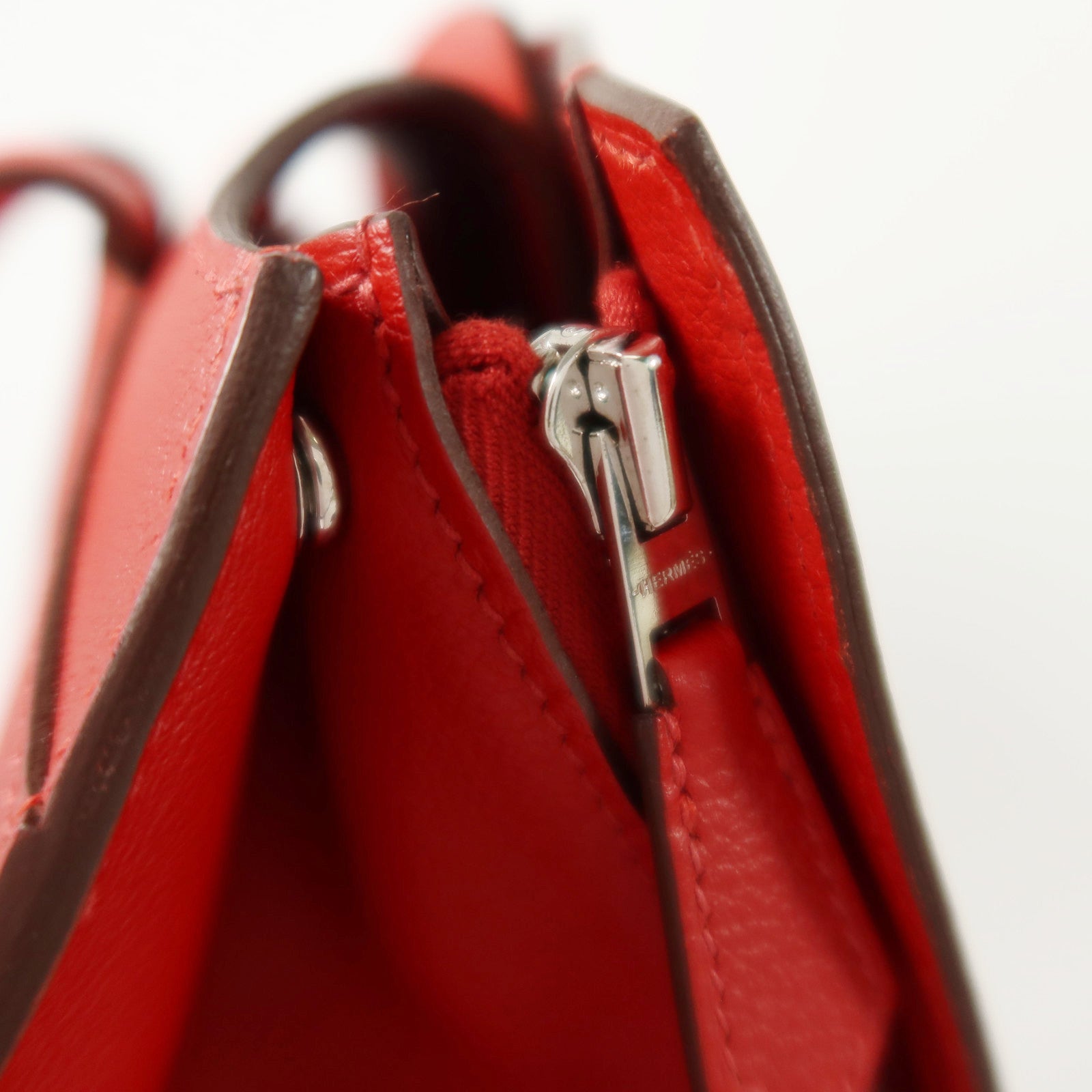 HERMES Evercolor皮革Sac A Dos GR24銀扣背包Rouge Piment