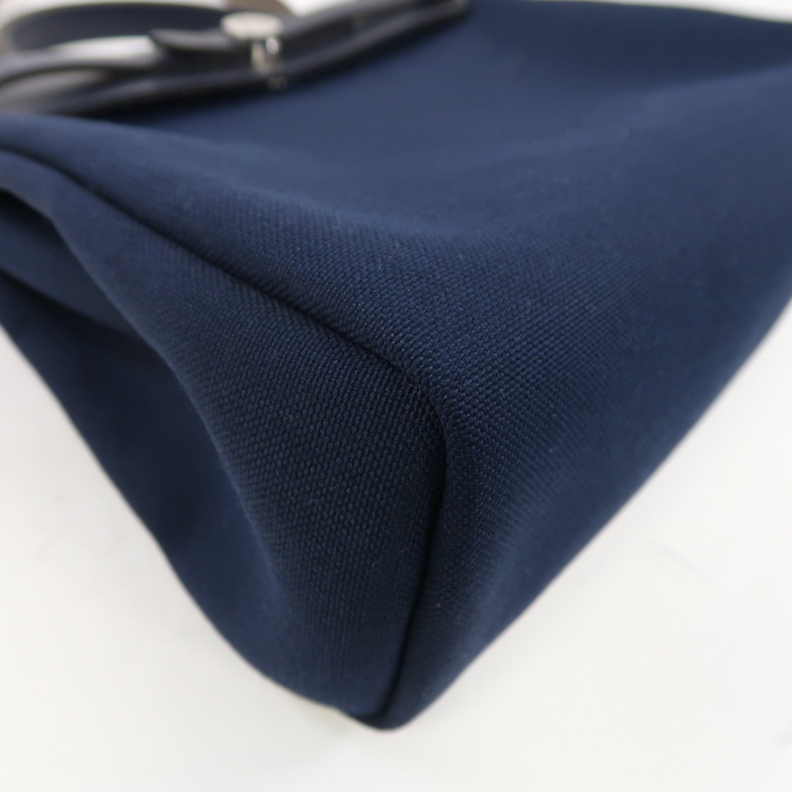 HERMES 帆布Herbag PM銀扣手挽肩背兩用袋藍色