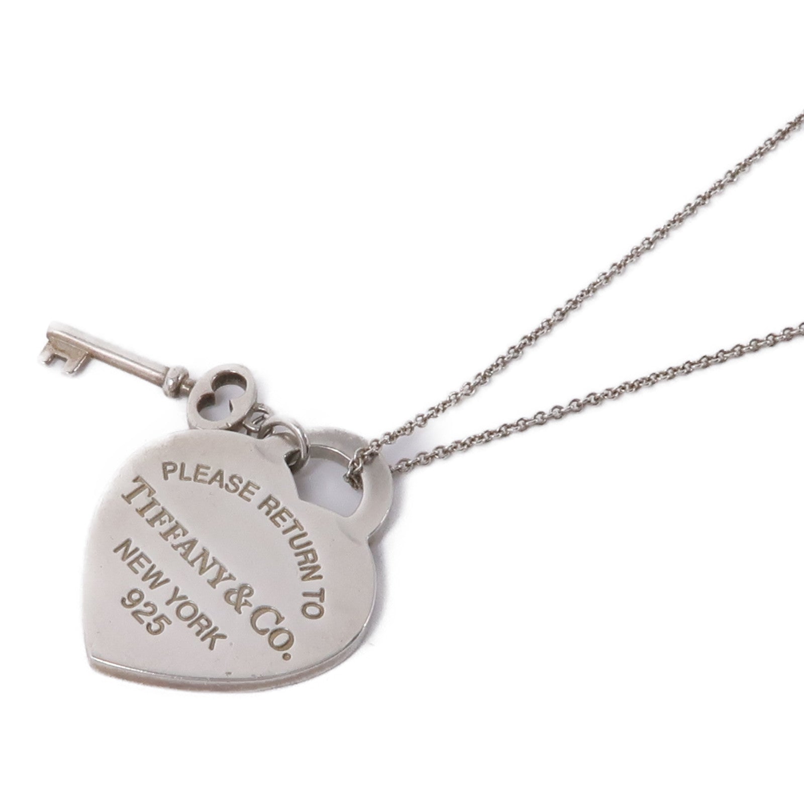 TIFFANY＆CO 925純銀Heart Tag with Key Necklace項鍊