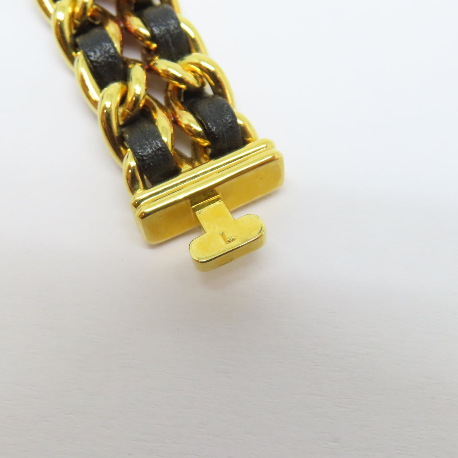 CHANEL Premiere鍍金/皮革帶手錶石英機芯黑色