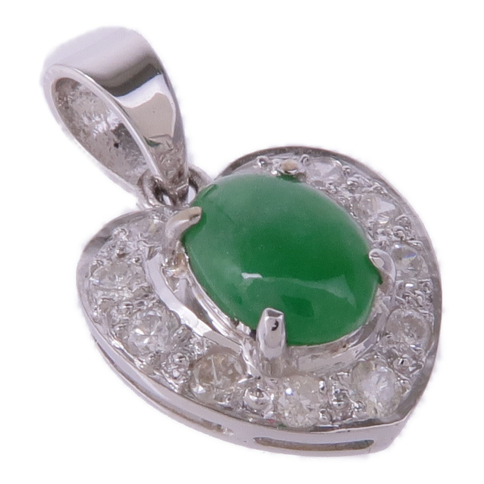 JEWELRY 18K白金Jade Diamond Pendant Top翡翠鑽石吊墜