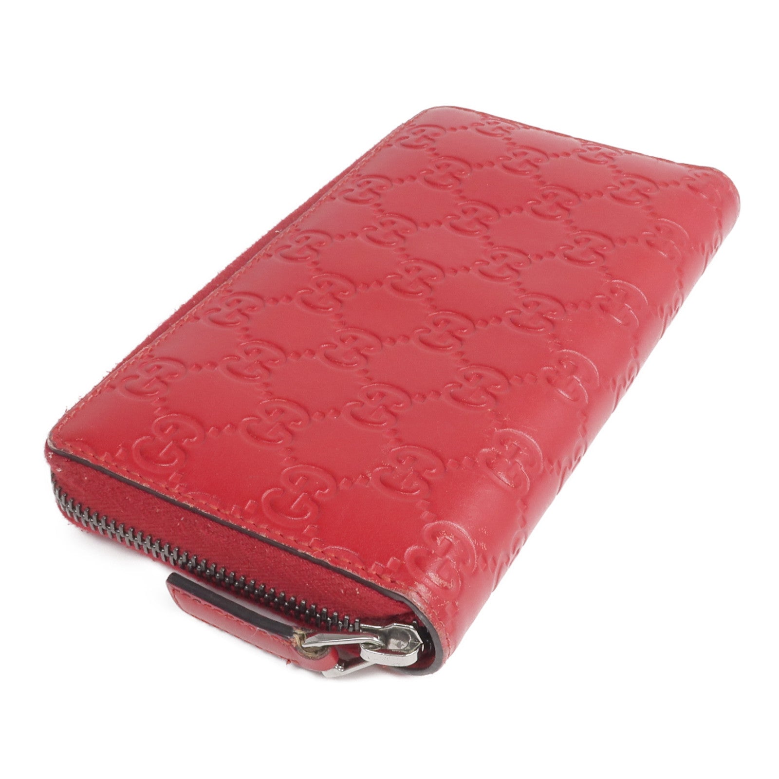 GUCCI 【激減優惠】牛皮皮革Zipper Long Wallet銀扣長錢包