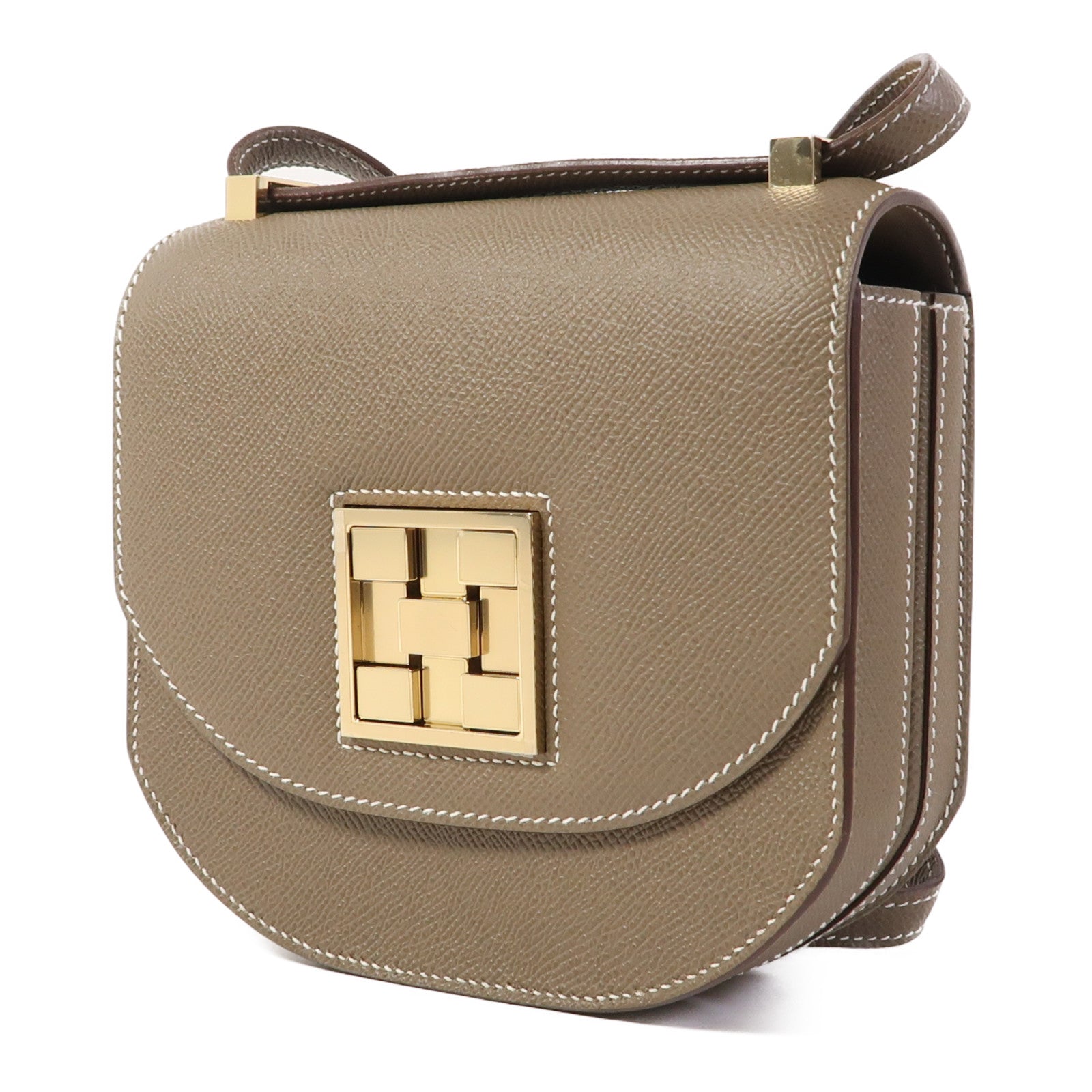 HERMES Epsom皮革Mosaique Mini金扣肩背袋