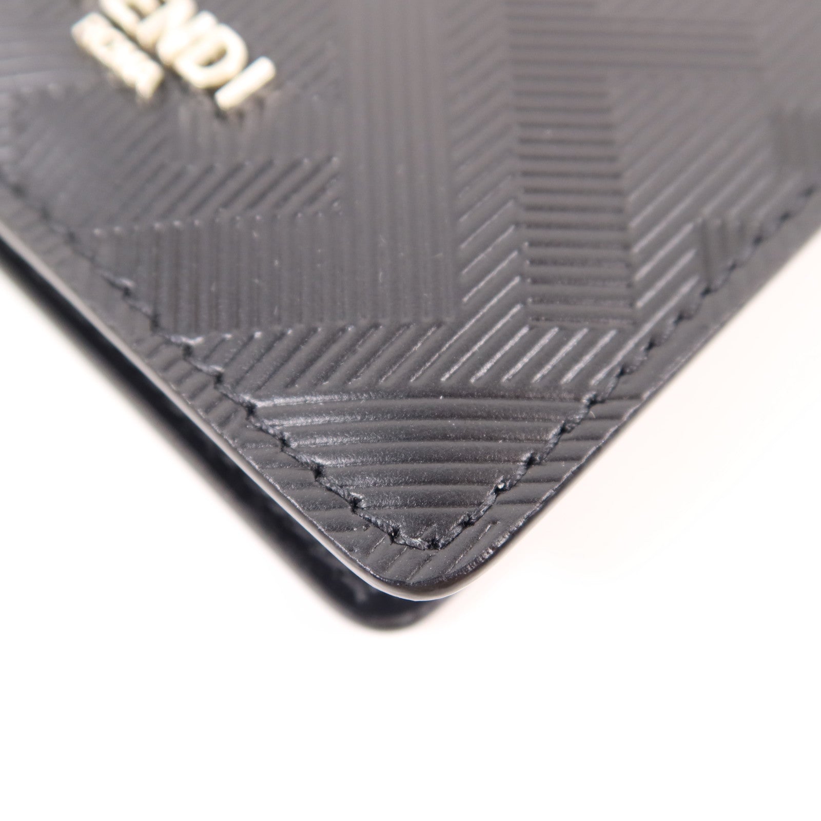 FENDI SHW Shadow Card Case Calfskin Leather Black 7372